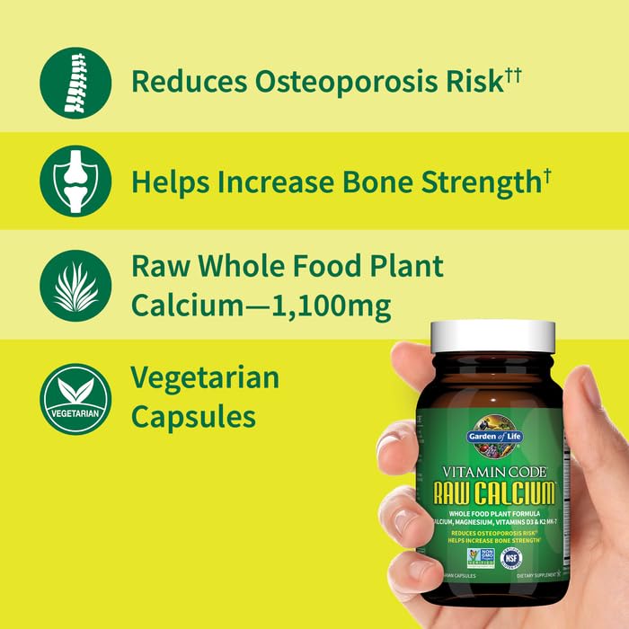 Garden of Life Raw Calcium Supplement for Women and Men - Vitamin Code Made from Whole Foods with Magnesium, K2, Vitamin D3 and Vitamin C plus Probiotics for Digestion, 120 Capsules - Image 8