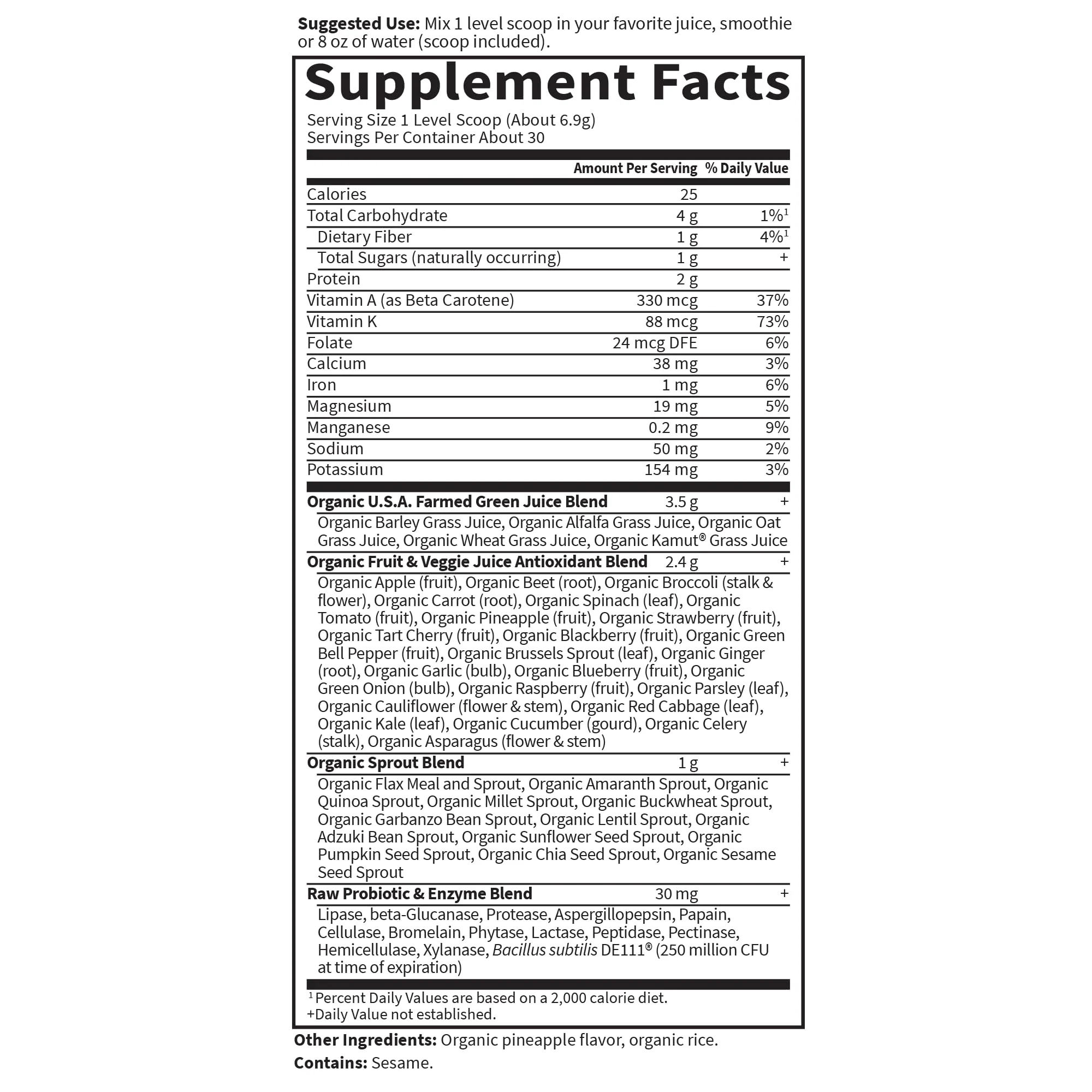 Garden of Life Raw Organic Perfect Food Green Superfood Juiced Greens Powder - Original Stevia-Free, 30 Servings, Non-GMO, Gluten Free Whole Food Dietary Supplement, Alkalize, Detoxify, Energize - Image 7