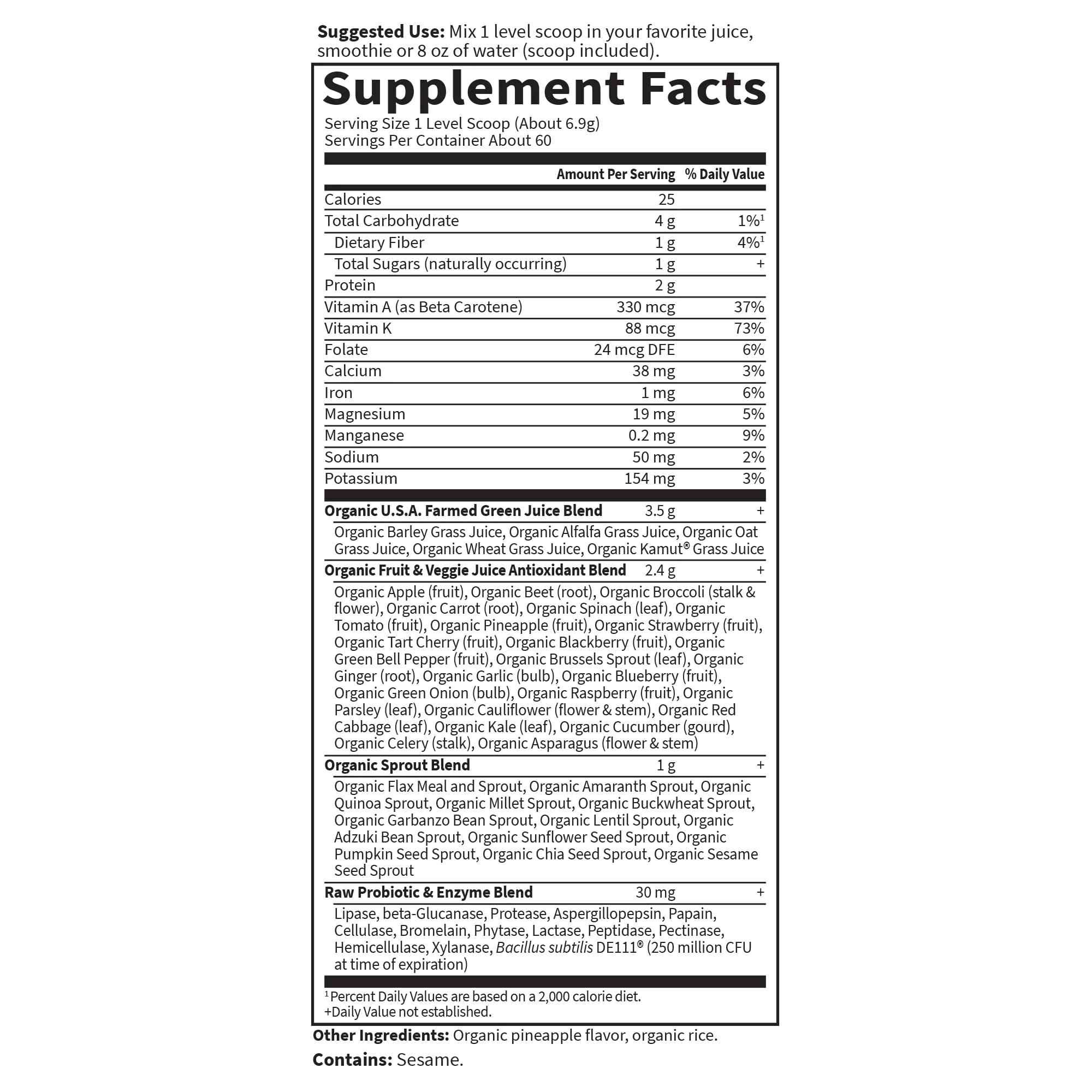 Garden of Life Super Greens Powder Smoothie & Mix, Probiotics & Digestive Enzymes for Digestive Health, Organic Superfoods Nutrition Fruit and Vegetables for Women & Men Energy, Original, 60 Servings - Image 7