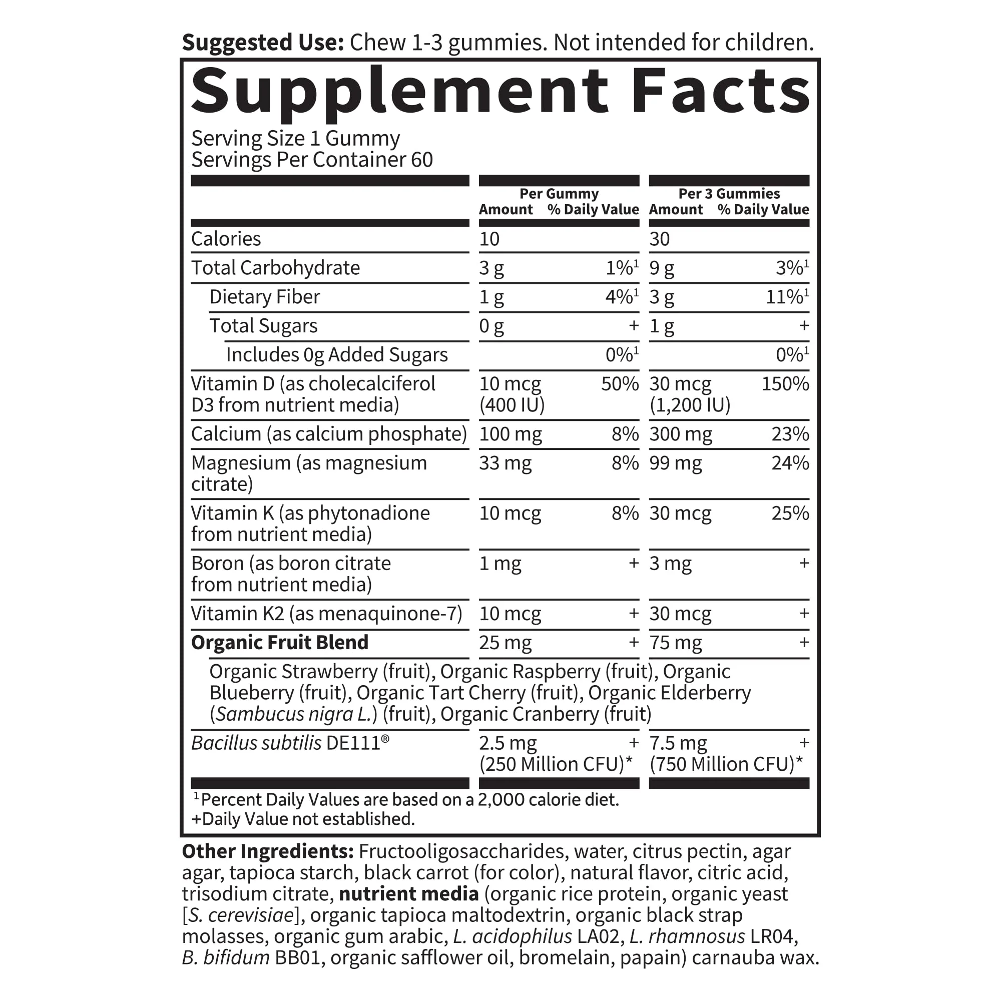 Garden of Life Vitamin Code Calcium Magnesium Gummies with D3 & K2, Supports Bone Health & Bone Strength + Prebiotics & Probiotics for Digestive Support, Non-GMO, Gluten-Free, 60 Raspberry Gummies - Image 4