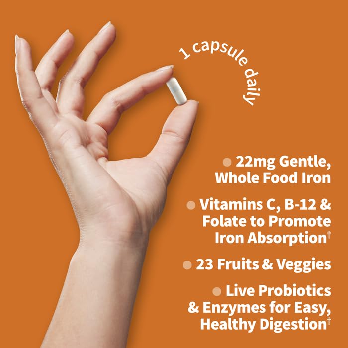 Garden of Life Vitamin Code Raw Iron Supplement - 30 Vegan Capsules, 22mg Once Daily Iron, Vitamins C, B12, Folate, Fruit, Veggies & Probiotics, Iron Supplements for Women, Energy & Anemia Support - Image 6