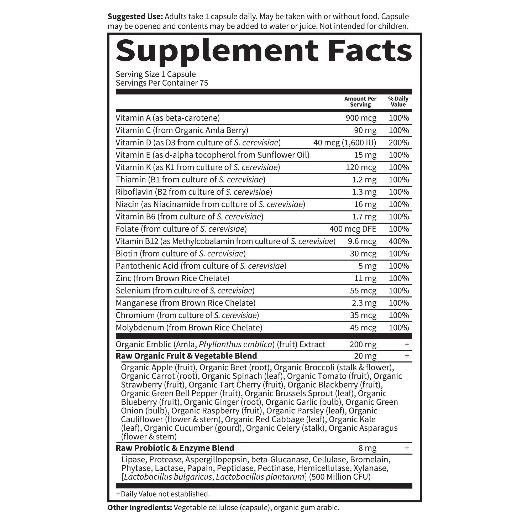 Garden of Life Vitamin Code Raw One for Men, Once Daily Multivitamin, 75 Capsules, One a Day Mens Vitamins Plus Fruit, Veggies & Probiotics for Mens Health, Vegetarian Multivitamins - Image 4