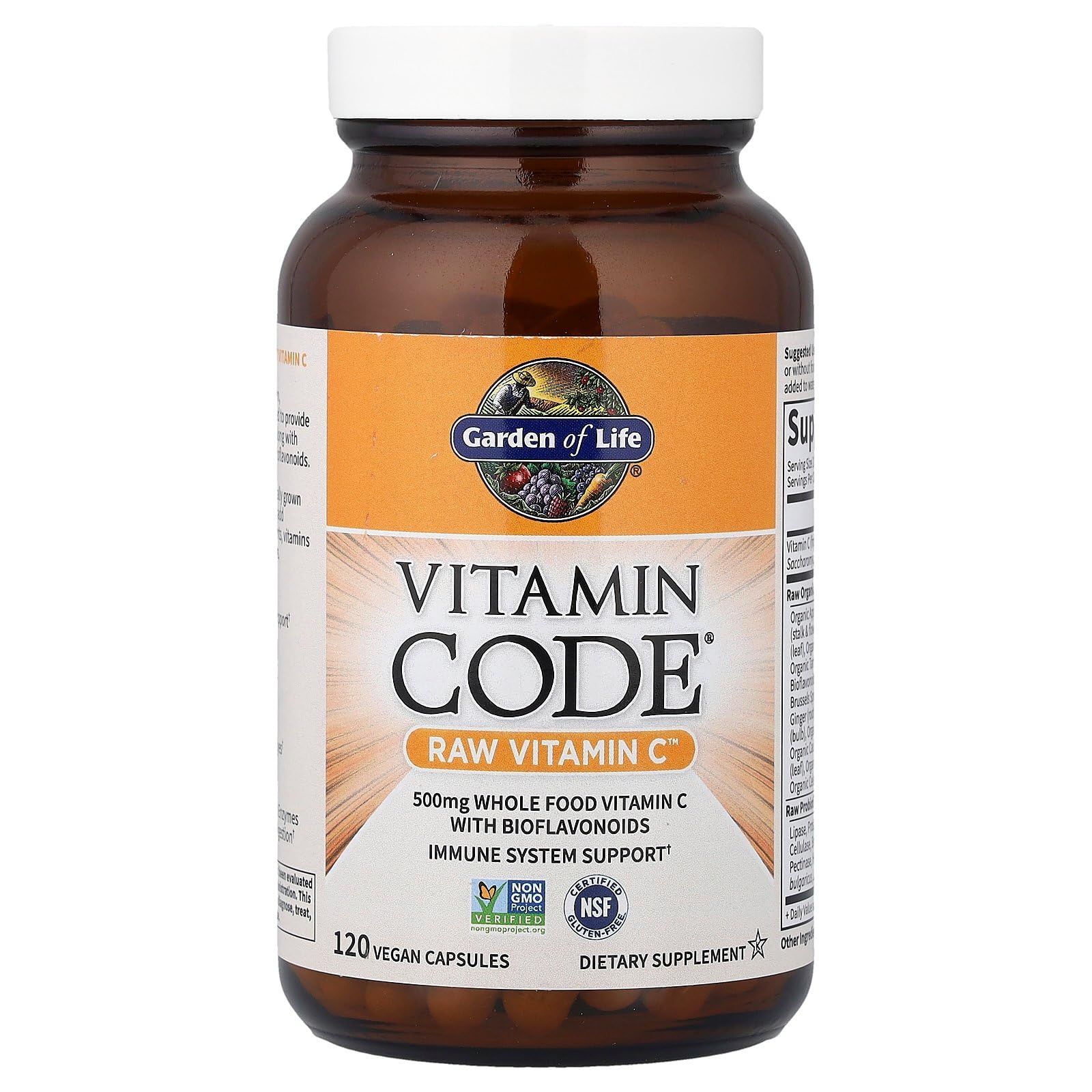 Garden of Life Vitamin Code Raw Vitamin C - 120 Capsules, 500mg Whole Food Vitamin C Capsules + Fruit & Veggie Blend & Probiotics, Supplements for Adults, Vegan, Gluten Free - Image 8