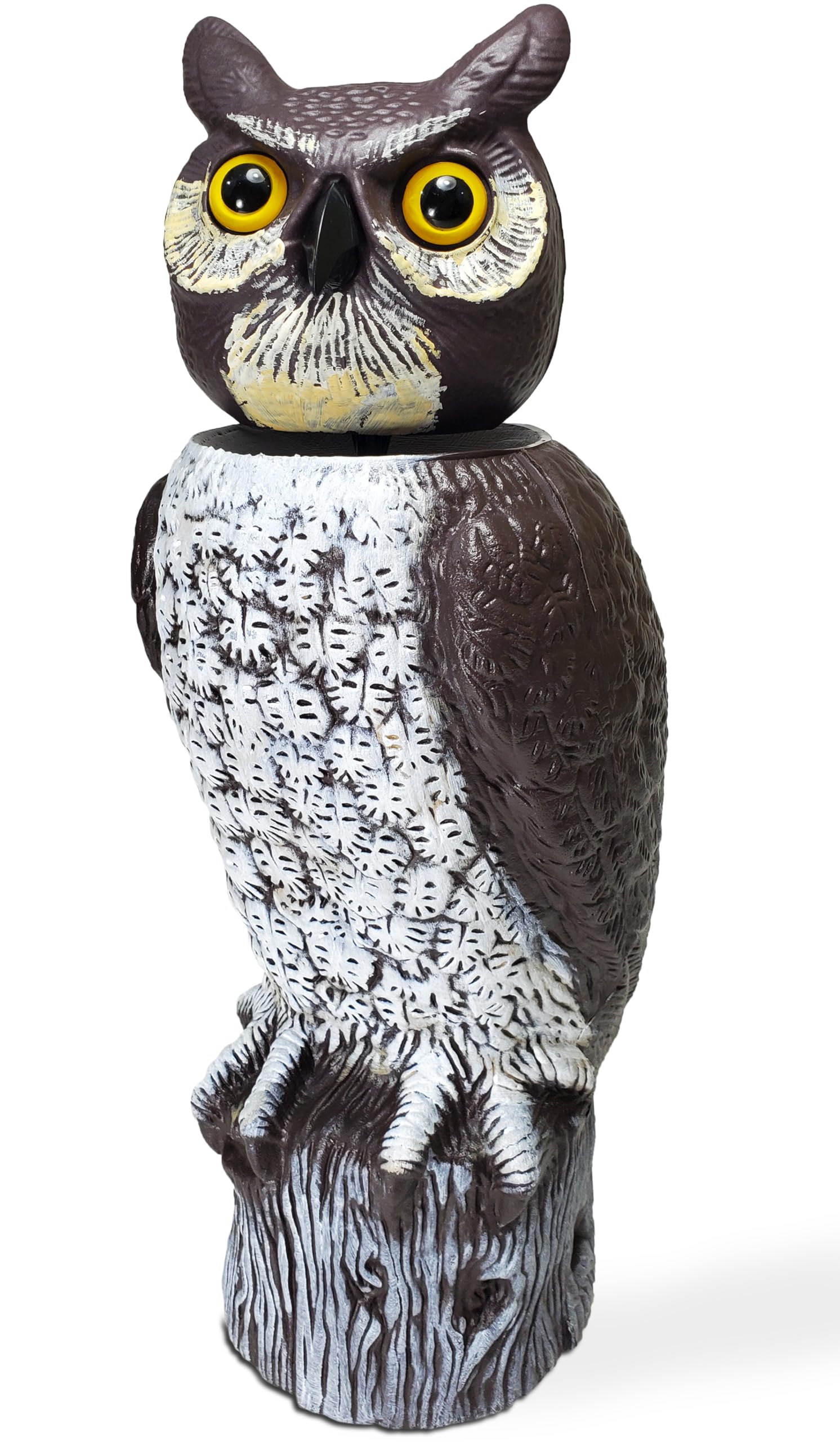 GARDENEER Dalen SOL-R Action Large Solar Fake Owl Decoy to Scare Birds Away - 18" Tall - 360º Rotating Head