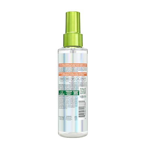 Garnier Fructis Diamond Sleek Hair Shine Spray, Frizz Control and Heat Protectant for Frizzy, Dry Hair, Formulated with Vegan Keratin Smoothing Complex and Argan Oil, 4.6 Fl Oz - Image 2