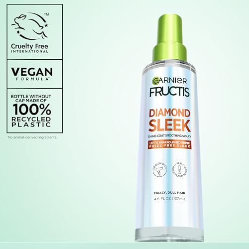 Garnier Fructis Diamond Sleek Hair Shine Spray, Frizz Control and Heat Protectant for Frizzy, Dry Hair, Formulated with Vegan Keratin Smoothing Complex and Argan Oil, 4.6 Fl Oz - Image 3