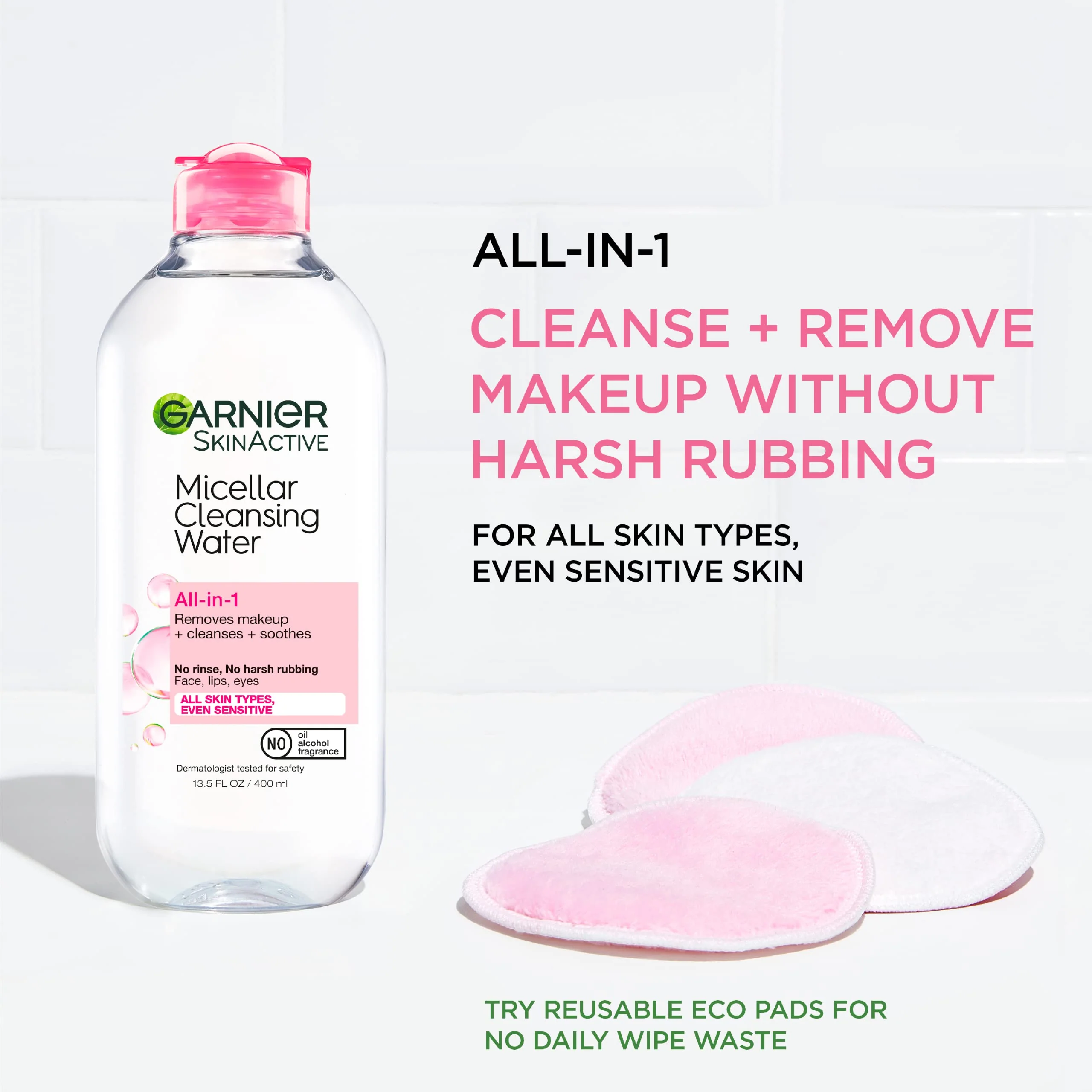 Garnier Micellar Cleansing Water, All-in-1 Makeup Remover and Facial Cleanser, For All Skin Types, 3.4 Fl Oz (100mL), 1 Count (Packaging May Vary) - Image 11
