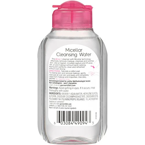 Garnier Micellar Cleansing Water, All-in-1 Makeup Remover and Facial Cleanser, For All Skin Types, 3.4 Fl Oz (100mL), 1 Count (Packaging May Vary) - Image 12