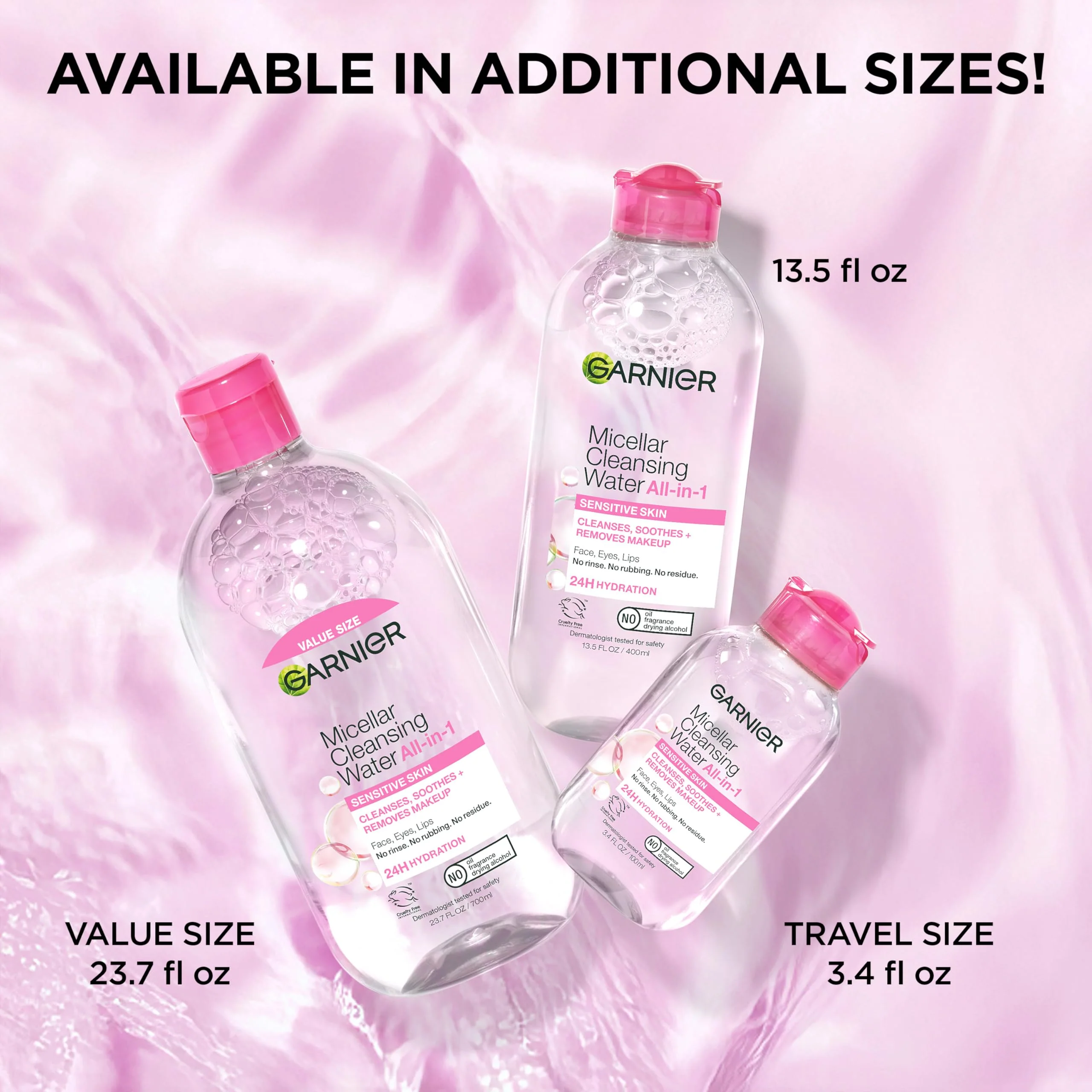 Garnier Micellar Water, Hydrating Facial Cleanser & Makeup Remover, Suitable for Sensitive Skin, Vegan, Cruelty Free, 13.5 Fl Oz (400mL), 1 Count - Image 5