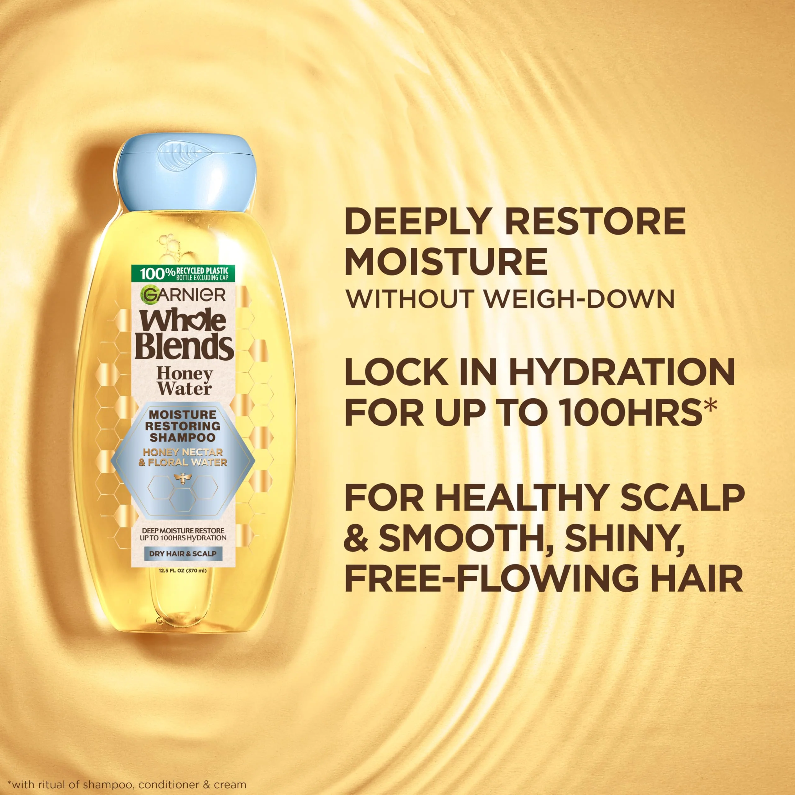 Garnier Whole Blends Honey Water Moisture Restoring Shampoo, Hair Care for Dry Hair and Dry Scalp with Honey Nectar and Floral Water, 28 Fl Oz - Image 11