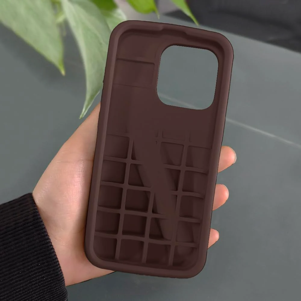 Generic Lip Gloss Phone 14 Pro Case - Premium Silky Silicone Lip and Phone Case with Puffy Back and Tactile Buttons for Easy Grip - Protective and Stylish Case Phone 14 Pro (Brown) - Image 4