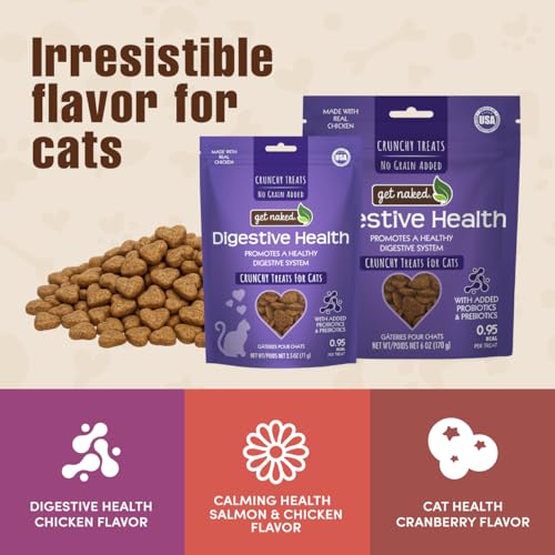 Get Naked Digestive Health Crunchy Cat Treats 2.5oz - Chicken Flavor, Grain-Free Cat Probiotics for Indoor Cats, Supports Healthy Digestion, Dental Health & Immunity, Made in The USA - Image 9