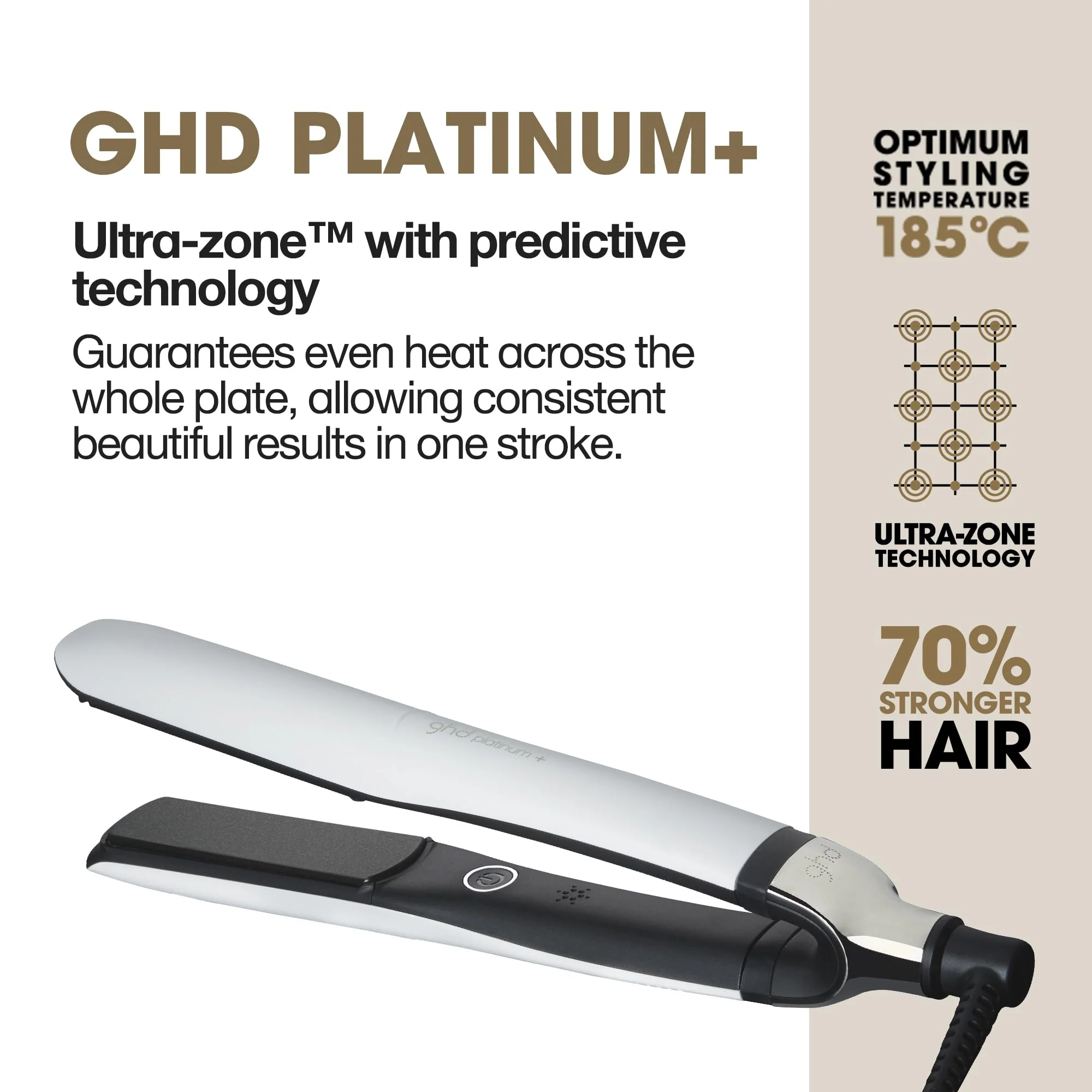 ghd Platinum+ Styler - 1" Flat Iron Hair Straightener, Professional Ceramic Hair Styling Tool for Stronger Hair, More Shine, & More Color Protection - White - Image 7