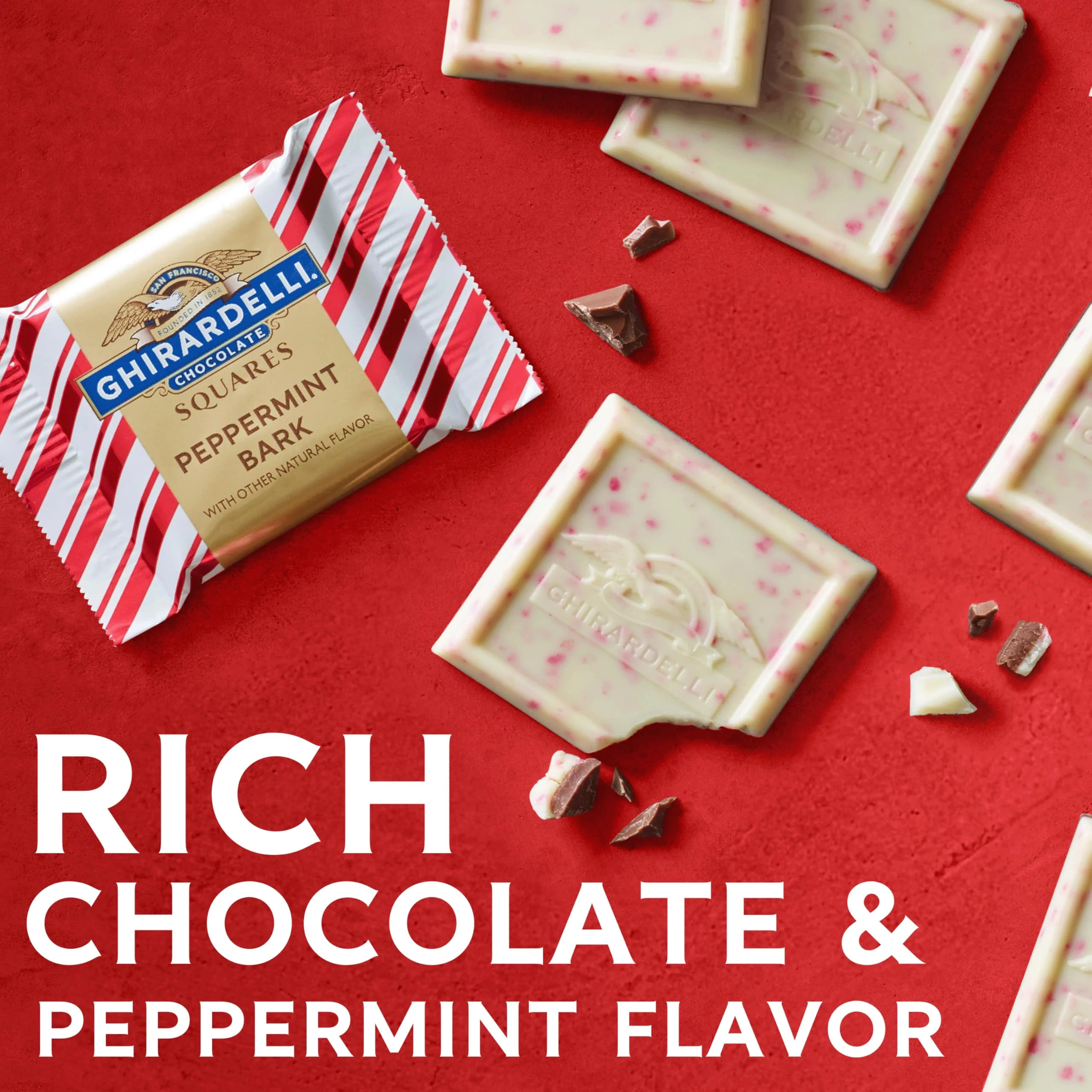 GHIRARDELLI Dark Chocolate Peppermint Bark Chocolate Squares, 7.7 OZ Bag - Image 5