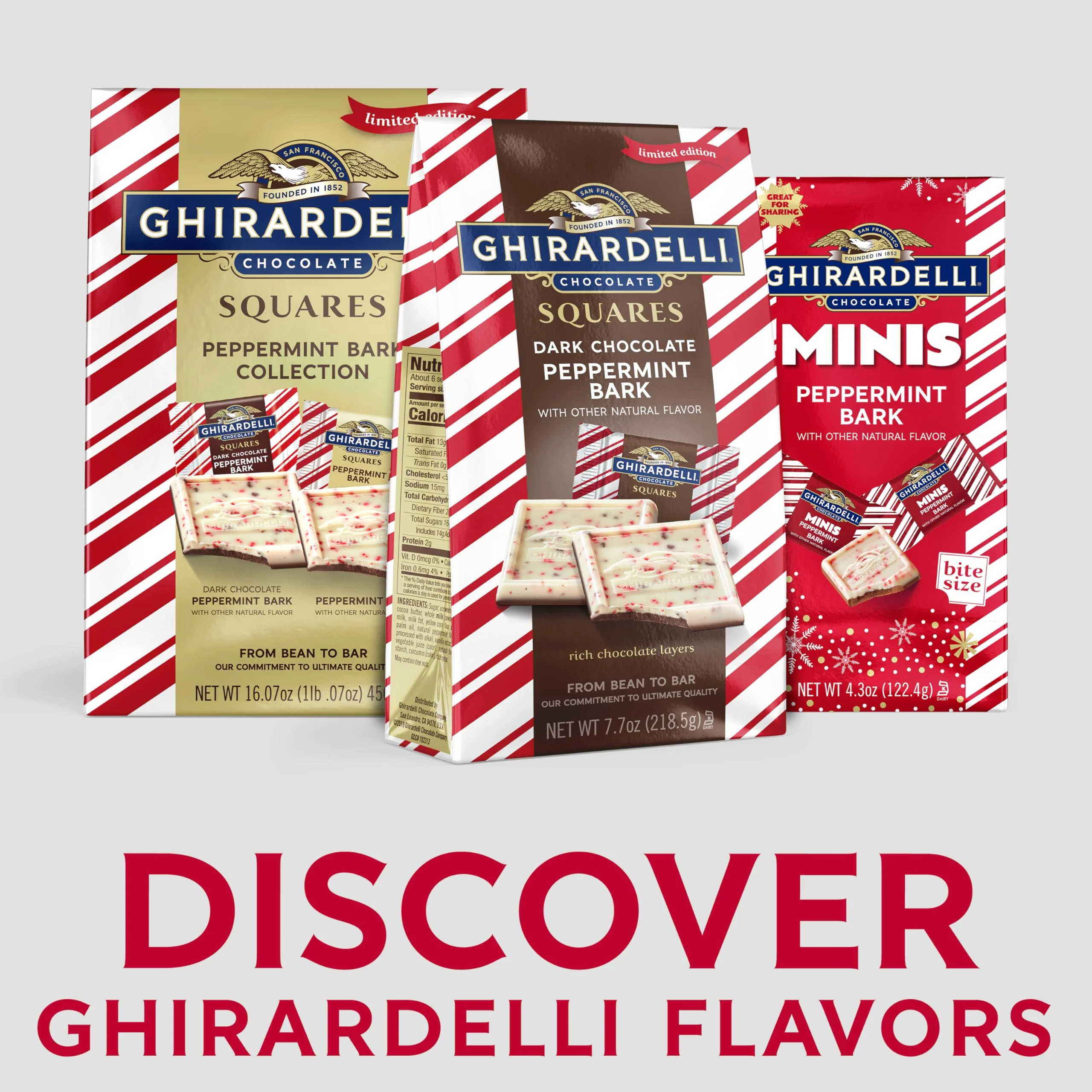 GHIRARDELLI Dark Chocolate Peppermint Bark Chocolate Squares, 7.7 OZ Bag - Image 6