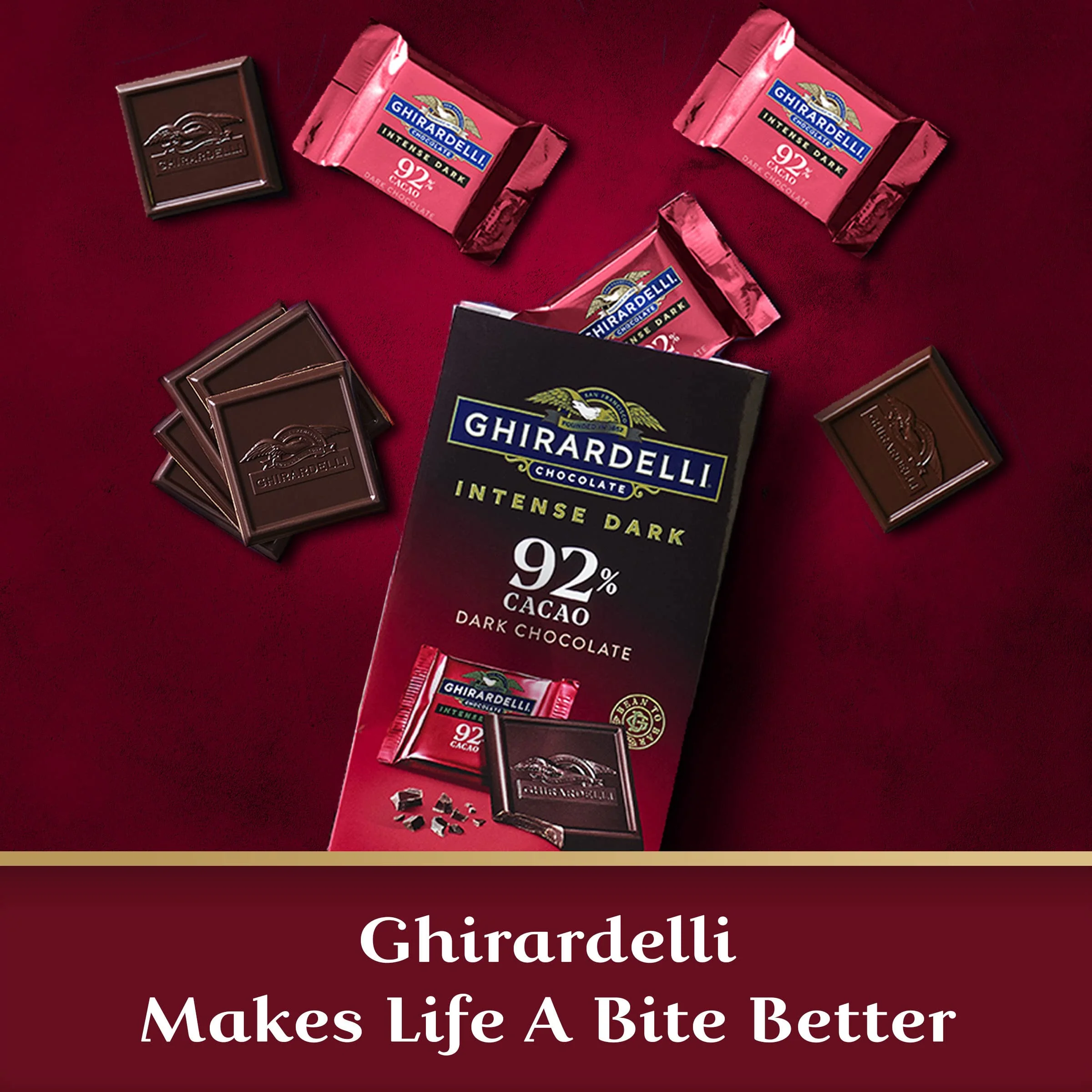 GHIRARDELLI Intense Dark Chocolate Squares, 92% Cacao, 4.1 Oz Bag (Pack of 6) - Image 5