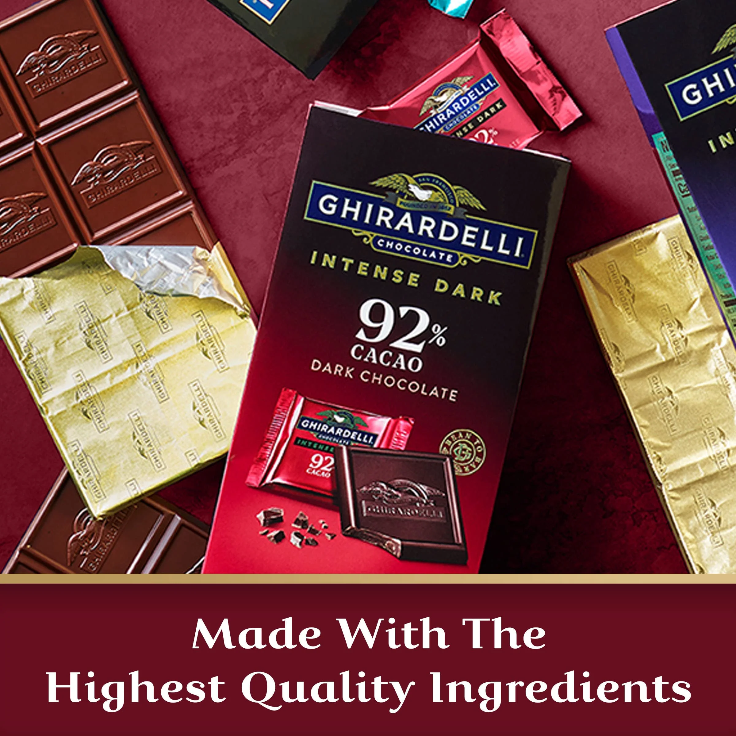 GHIRARDELLI Intense Dark Chocolate Squares, 92% Cacao, 4.1 Oz Bag (Pack of 6) - Image 7