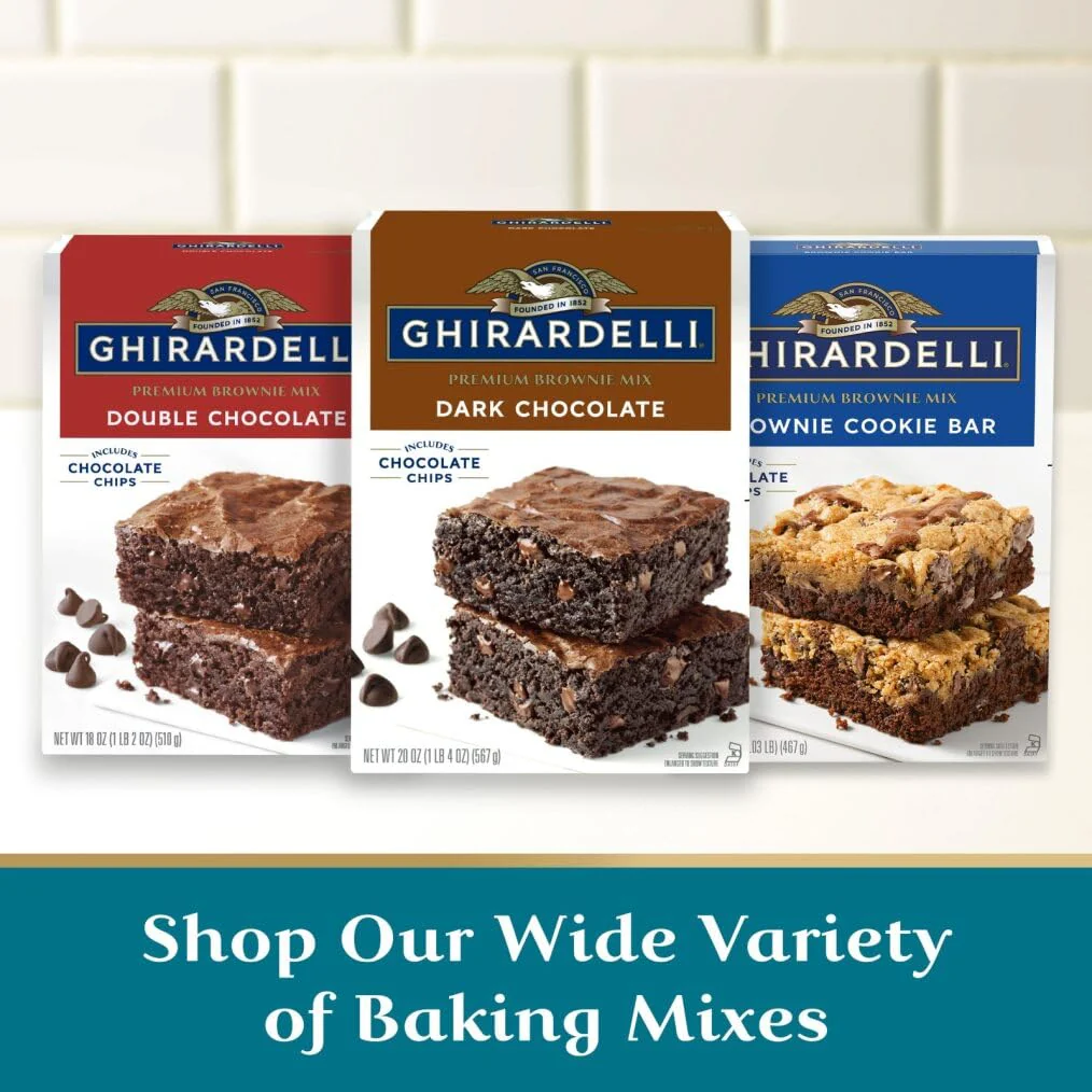 Ghirardelli Ultimate Chocolate Premium Brownie Mix, Includes Chocolate Syrup and Chips, 19 oz Boxes (Pack of 12) - Image 2