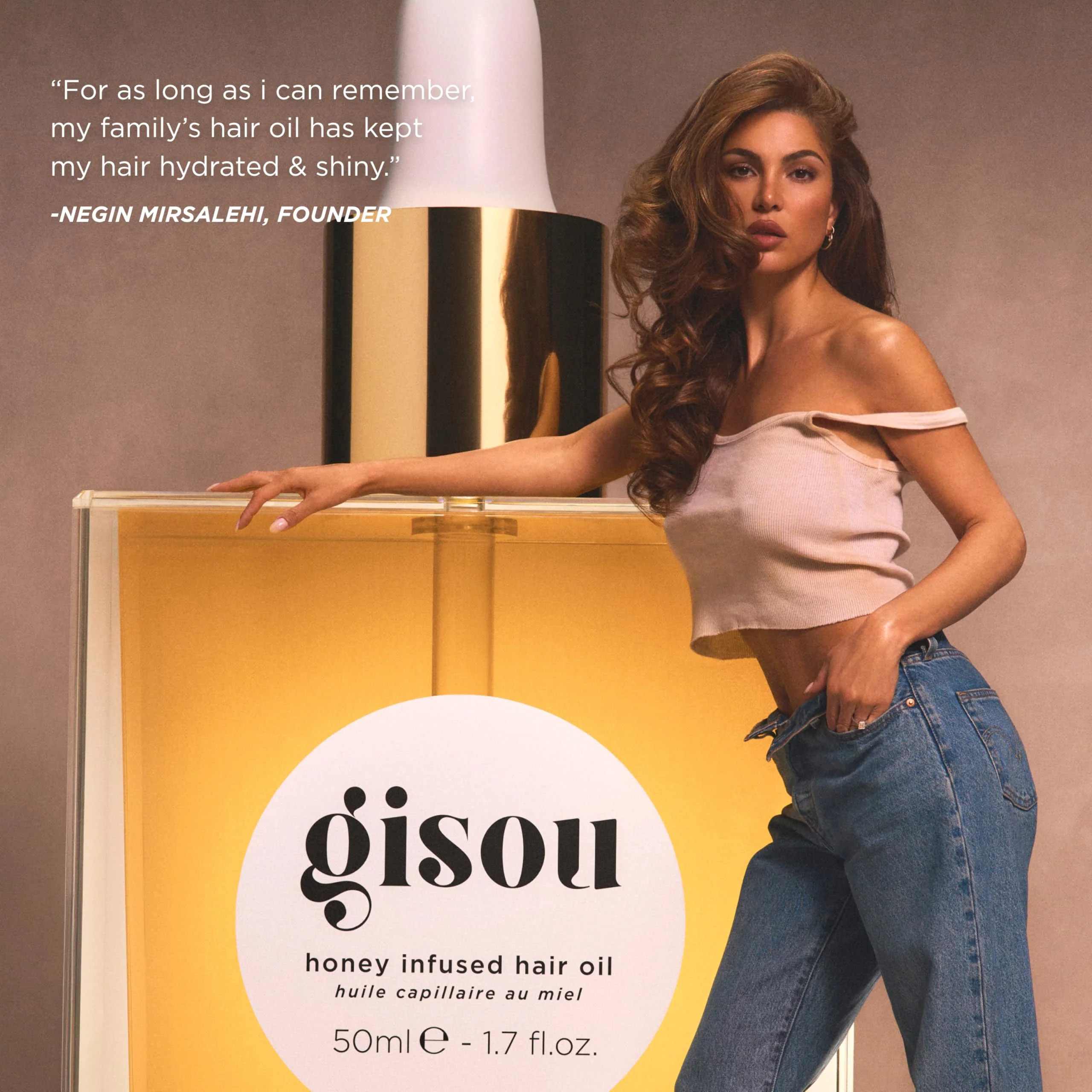 Gisou Honey Infused Hair Oil - Hydrating & Frizz Control Treatment with Mirsalehi Honey, Adds Shine & Heat Protectant for All Hair Types, 1.7 Fl Oz - Image 4