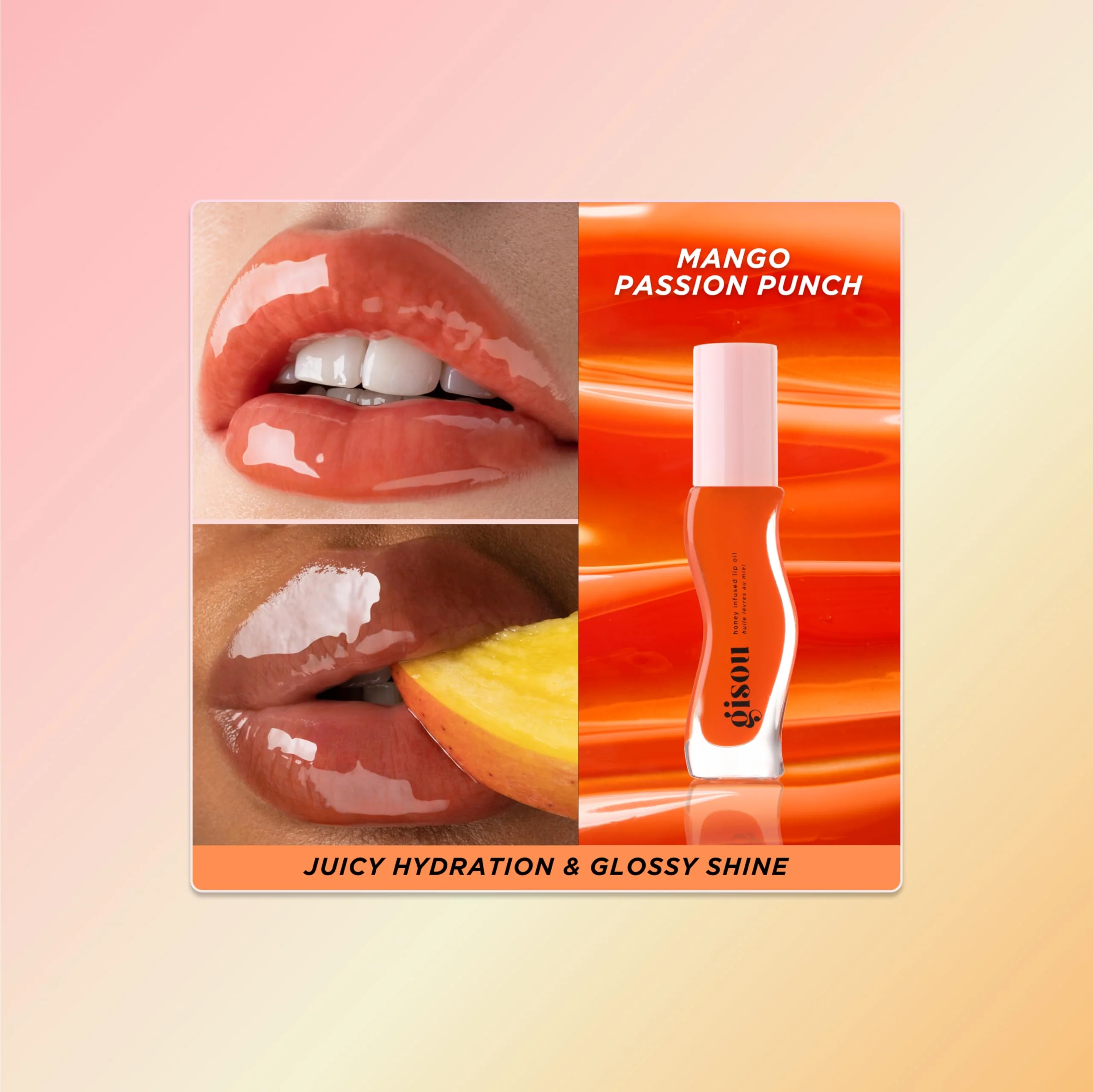 Gisou Honey Infused Hydrating Lip Oil, Nourishing Lip Moisturizer for Dry Lips (Mango Passion Punch) - Image 8