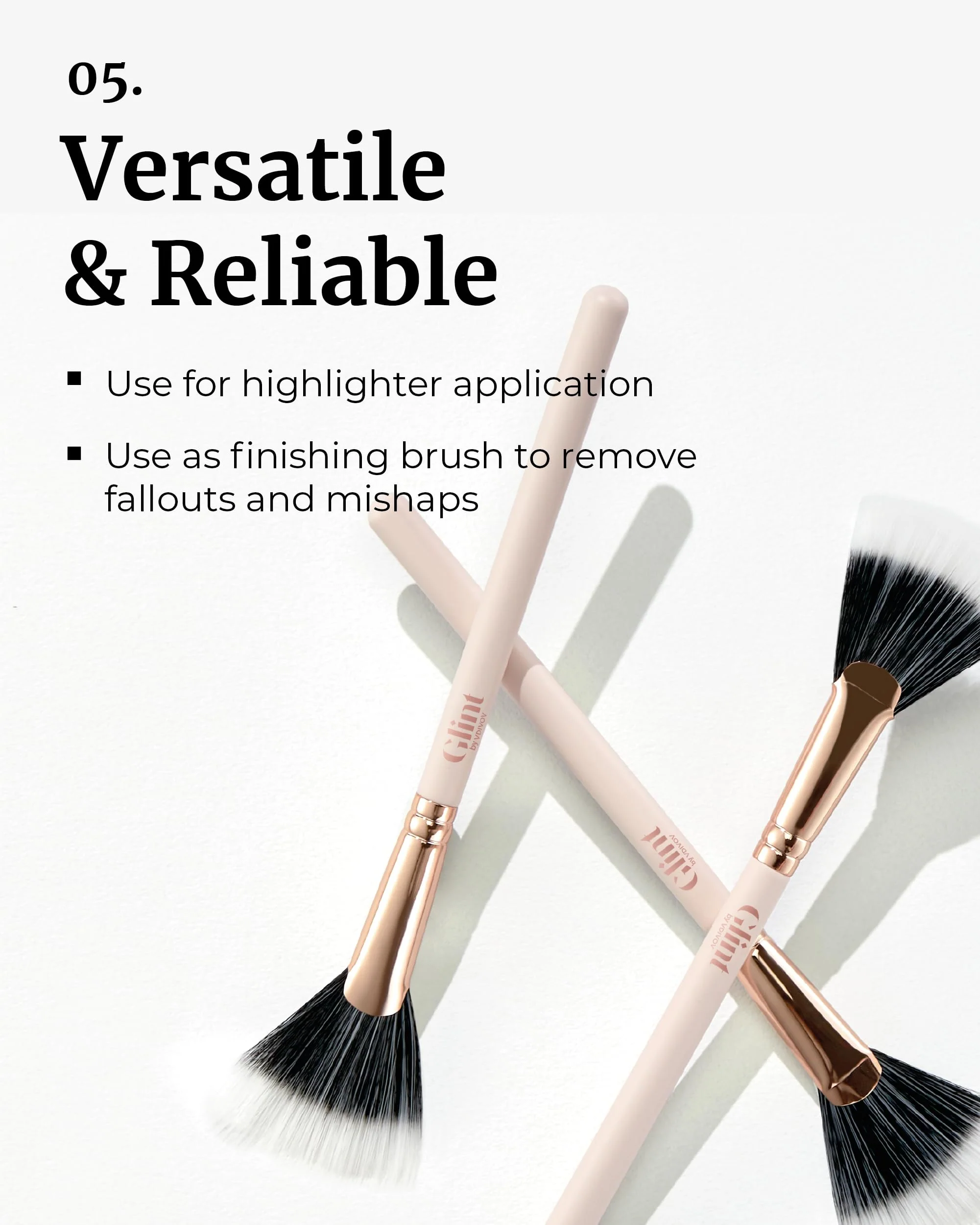 Glint Makeup Fan Brush - Professional Brush for Blush & Highlighter Makeup. Premium Soft Vegan Synthetic Makeup Brush for Precise Application and Blending. - Image 3