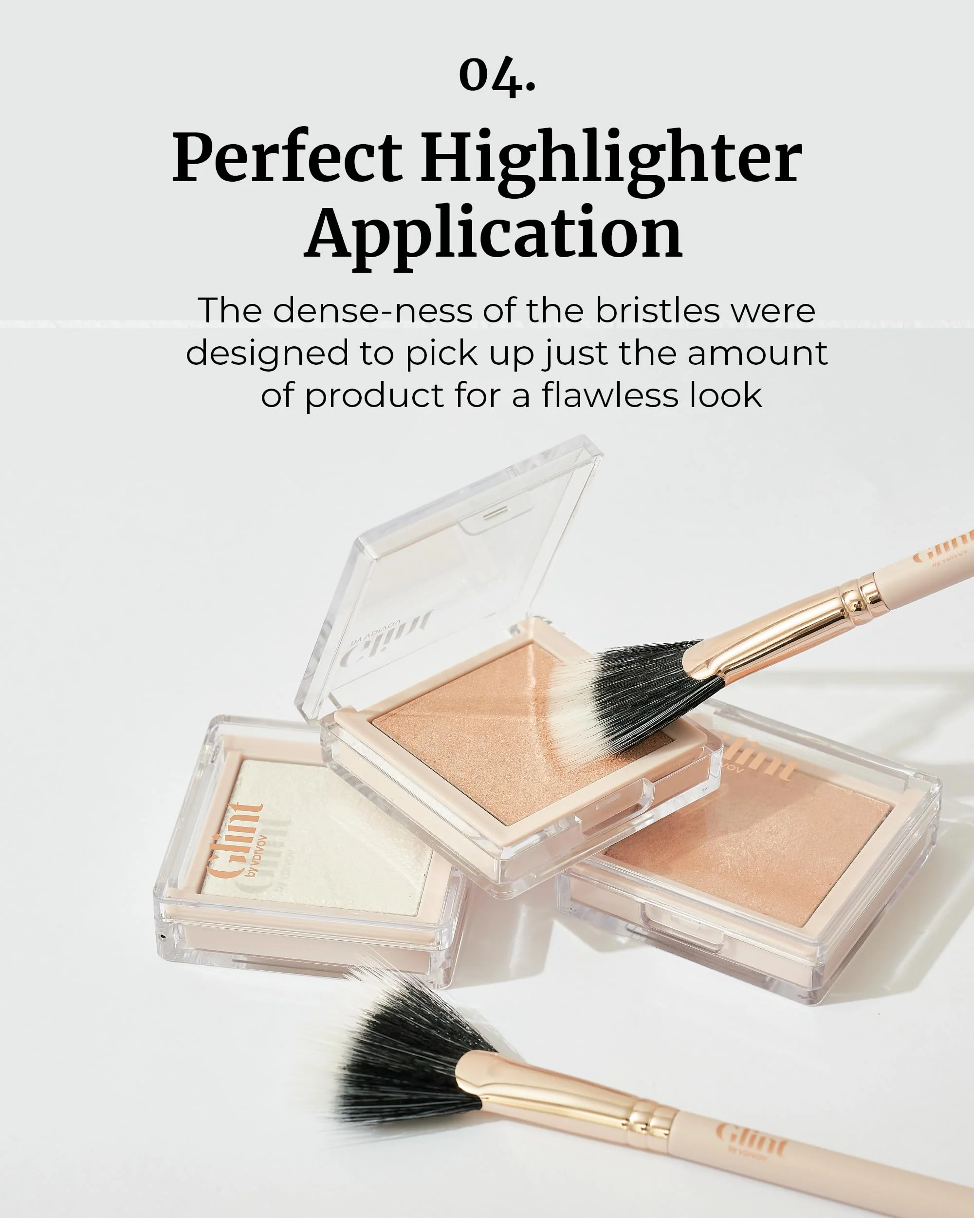 Glint Makeup Fan Brush - Professional Brush for Blush & Highlighter Makeup. Premium Soft Vegan Synthetic Makeup Brush for Precise Application and Blending. - Image 4