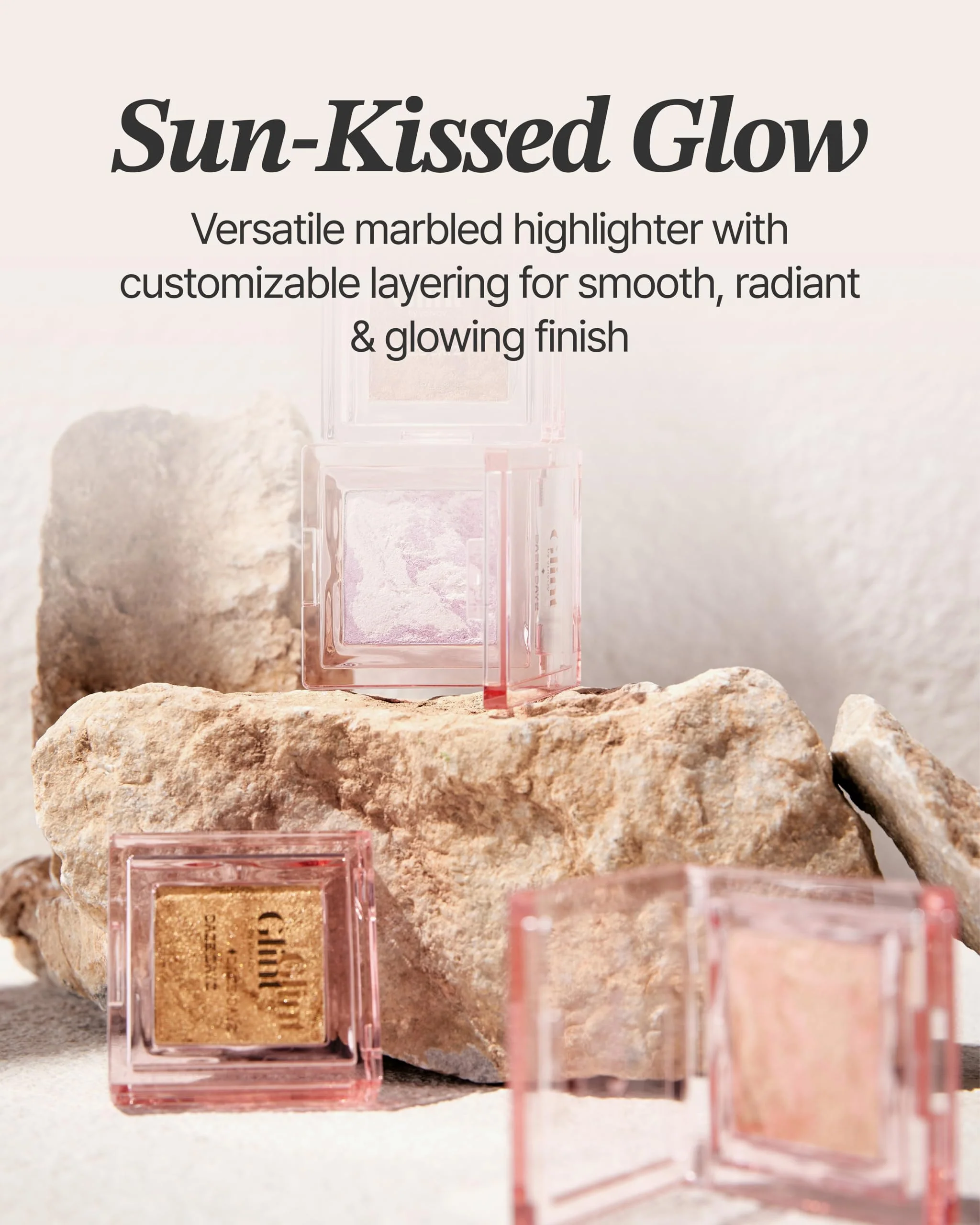 Glint Marble Highlighter (Solei Moon, 0.08oz) - Korean Makeup. Inspired Baked for Smooth, Radiant Glow, Long-Lasting Wear. Enriched with Micro Pearl Particles - Image 7