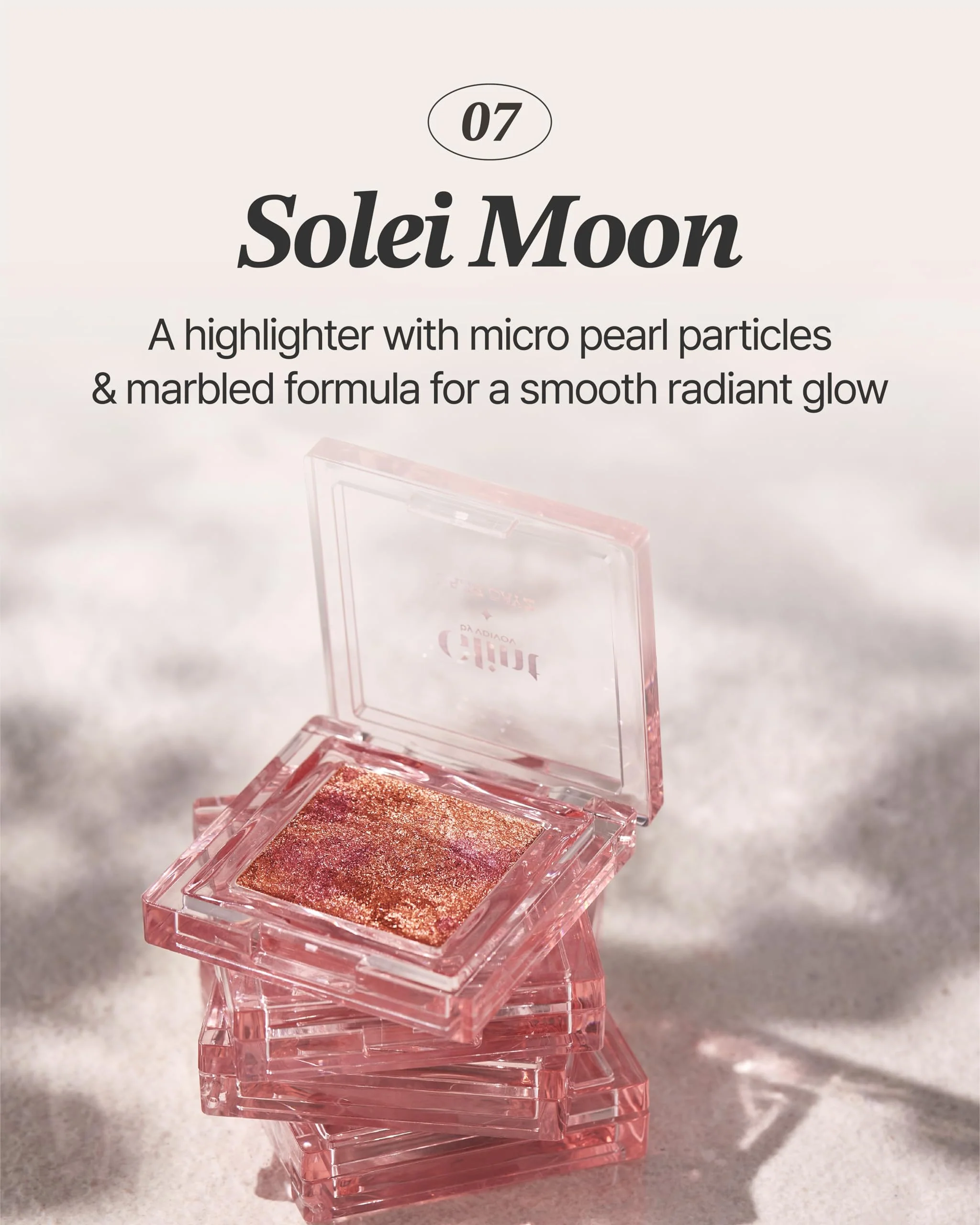 Glint Marble Highlighter (Solei Moon, 0.08oz) - Korean Makeup. Inspired Baked for Smooth, Radiant Glow, Long-Lasting Wear. Enriched with Micro Pearl Particles - Image 8