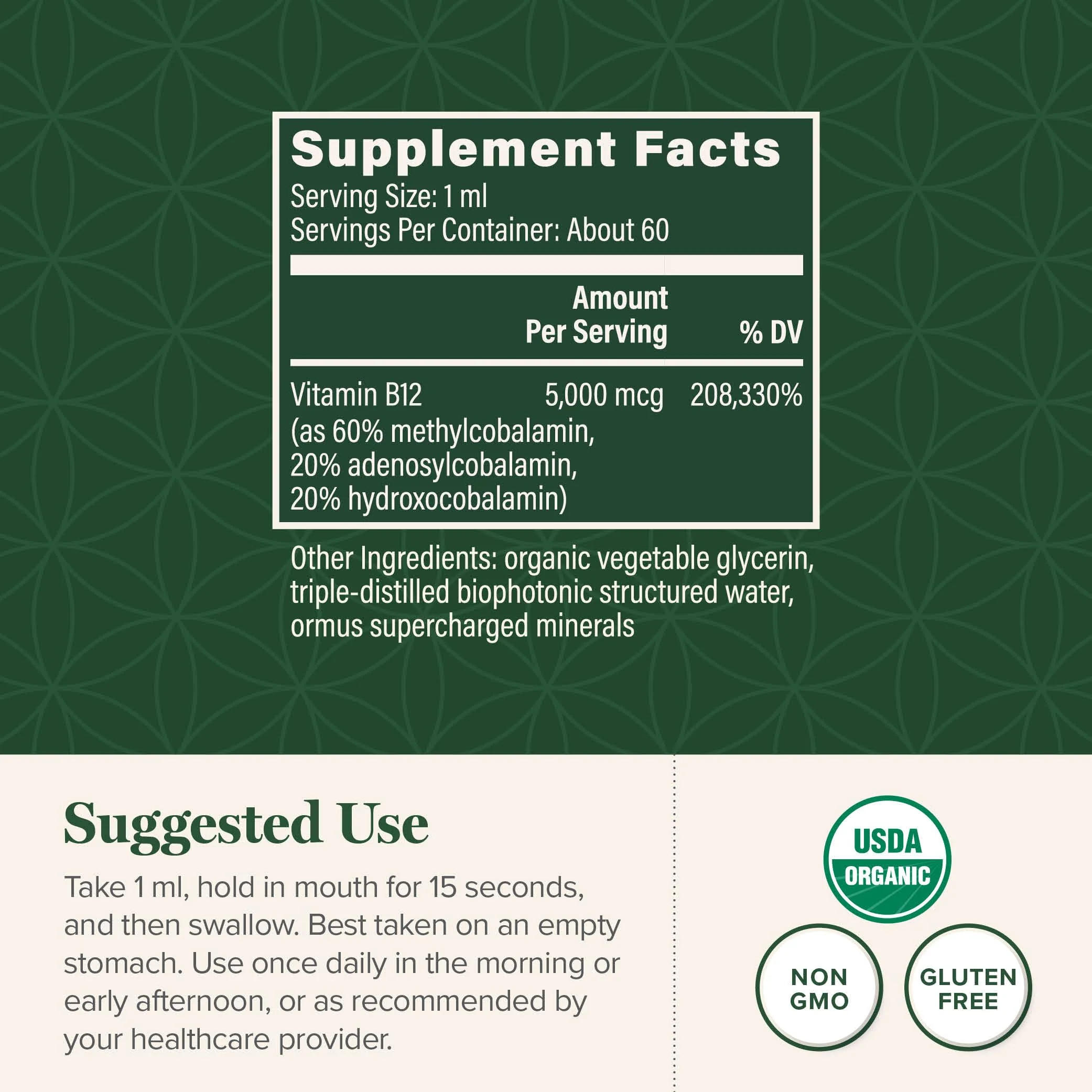 Global Healing - Organic Vitamin B12 5000 MCG Sublingual Liquid - Methylcobalamin, Hydroxo Blend & More - Methylated Drops for Adults - Vegan, Non-GMO, VIT B12, Vitamins Supplement (2 Oz) - Image 3