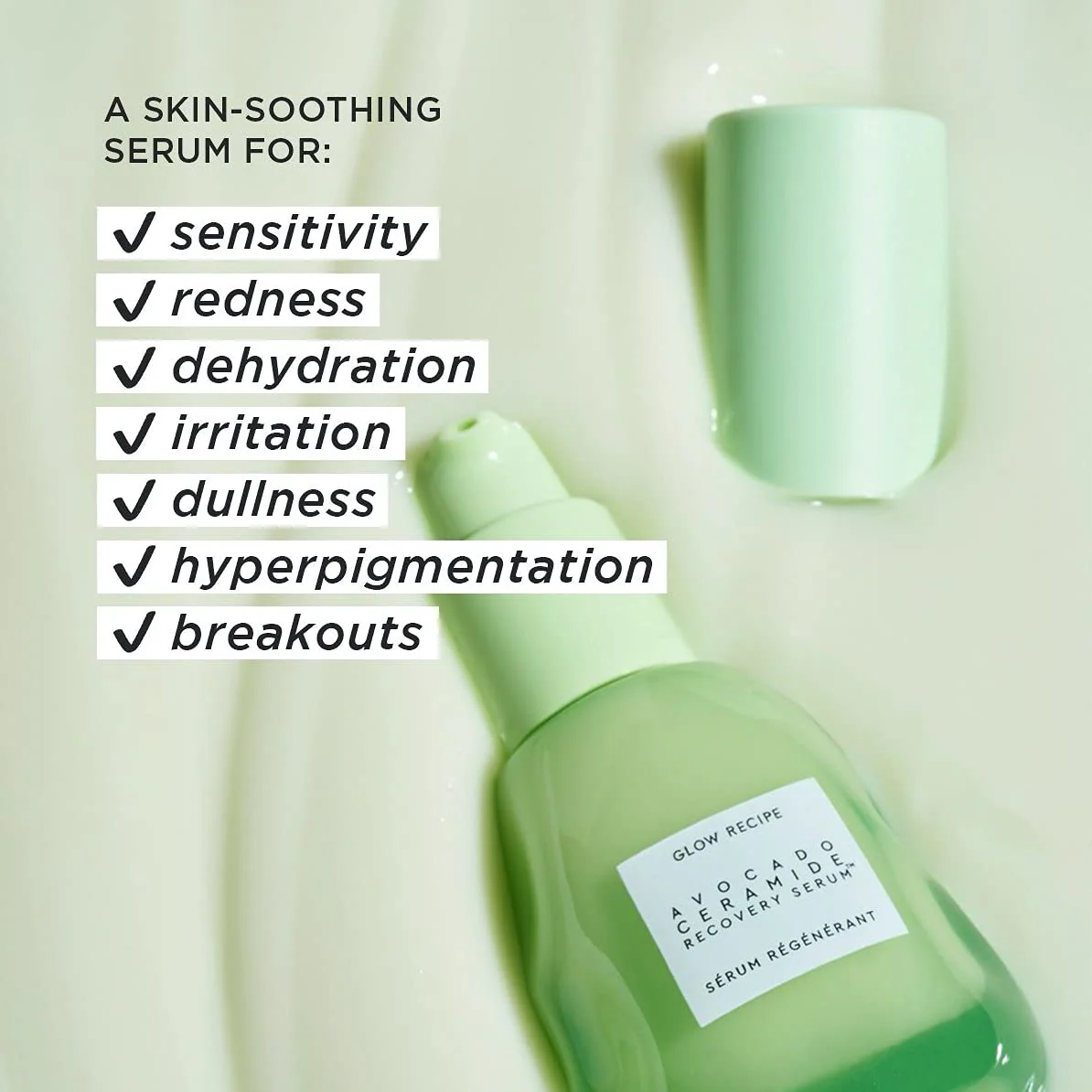 Glow Recipe Avocado Ceramide Serum - Soothing, Hydrating Face Serum for Women & Men, Redness Relief & Skin Barrier Repair - Lightweight, Milky Korean Skincare for Dry, Sensitive Skin (30 ml) - Image 7