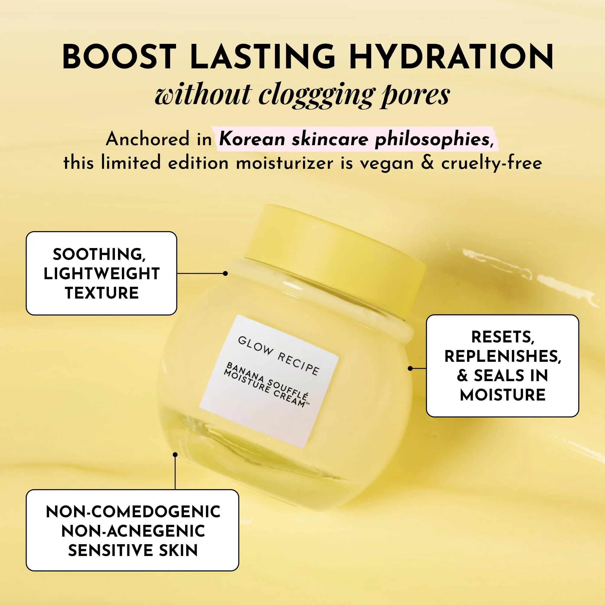 Glow Recipe Banana Souffle Moisturizer Face Cream - Lightweight Hydrating Moisturizer with Centella Asiatica & Turmeric to Soothe Redness & Improve Skin Barrier, Non-Comedogenic Korean Skin Care, 50ml - Image 8