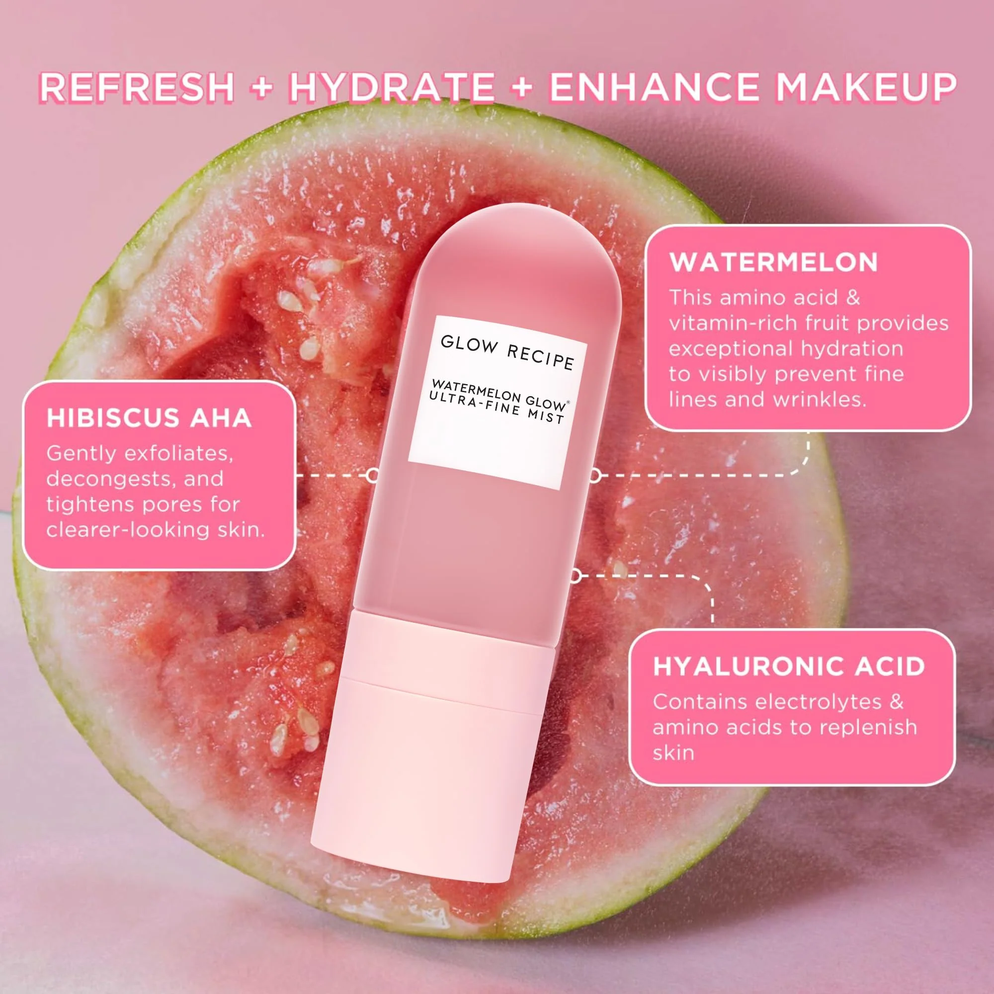 Glow Recipe Dewy Babies Travel Skincare Set - Plum Plump Hyaluronic Acid Serum + Dewy Flush Tinted Blush Drops + Pink Juice Face Moisturizer + Bronzing Hue Drops + Ultra Fine Facial Mist (5 Count) - Image 4