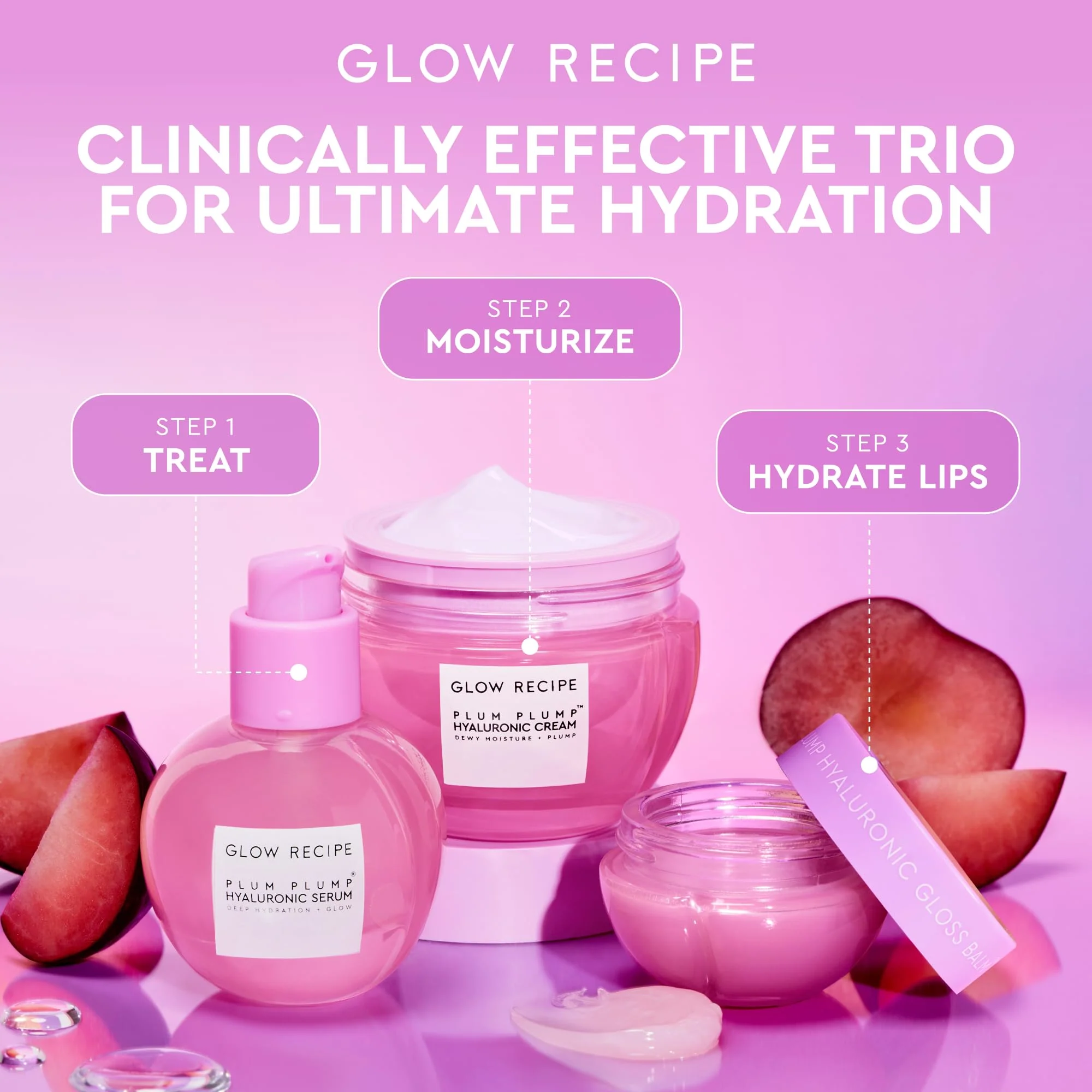Glow Recipe Plum Hydration Heroes Holiday Kit - Plum Plump Hyaluronic Acid Cream (50ml) & Ultra Moisturizing Gloss Balm (15ml) - Hydrate, Plump, and Balance Dry Skin & Parched Lips - Vegan Set (2-Pc) - Image 2