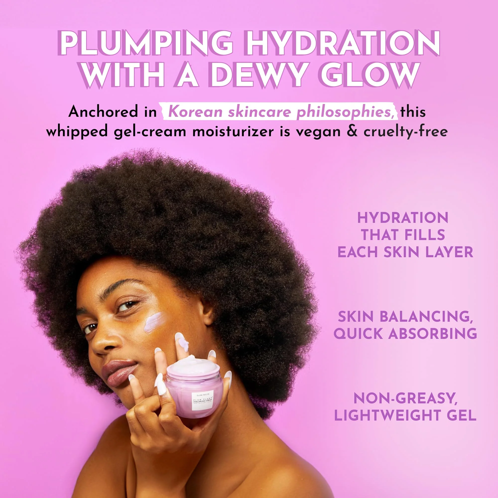 Glow Recipe Plum Plump Hyaluronic Acid Face Cream Moisturizer, Korean Moisturizer for Dry Skin, Plumping + Firming Hydration, Polyglutamic Acid + Peptides, Refillable (50ml) - Image 9
