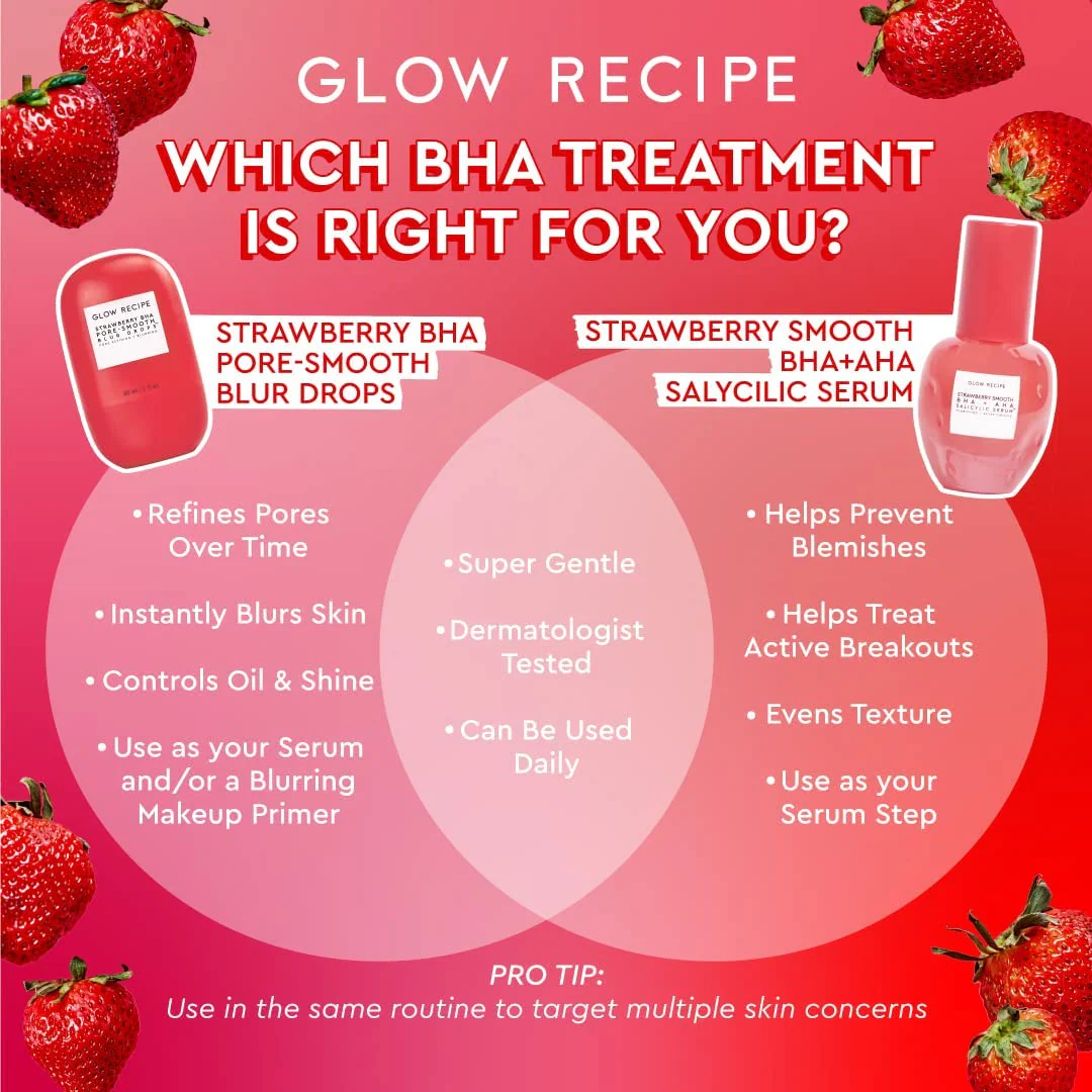 Glow Recipe Strawberry Smoothing Salicylic Acid Serum - Blemish Clarifying Skin Care, AHA BHA Exfoliant + Pore Minimizer + Plumping Hyaluronic Acid + Brightening Allantoin - Korean Face Serum, 30ml - Image 3