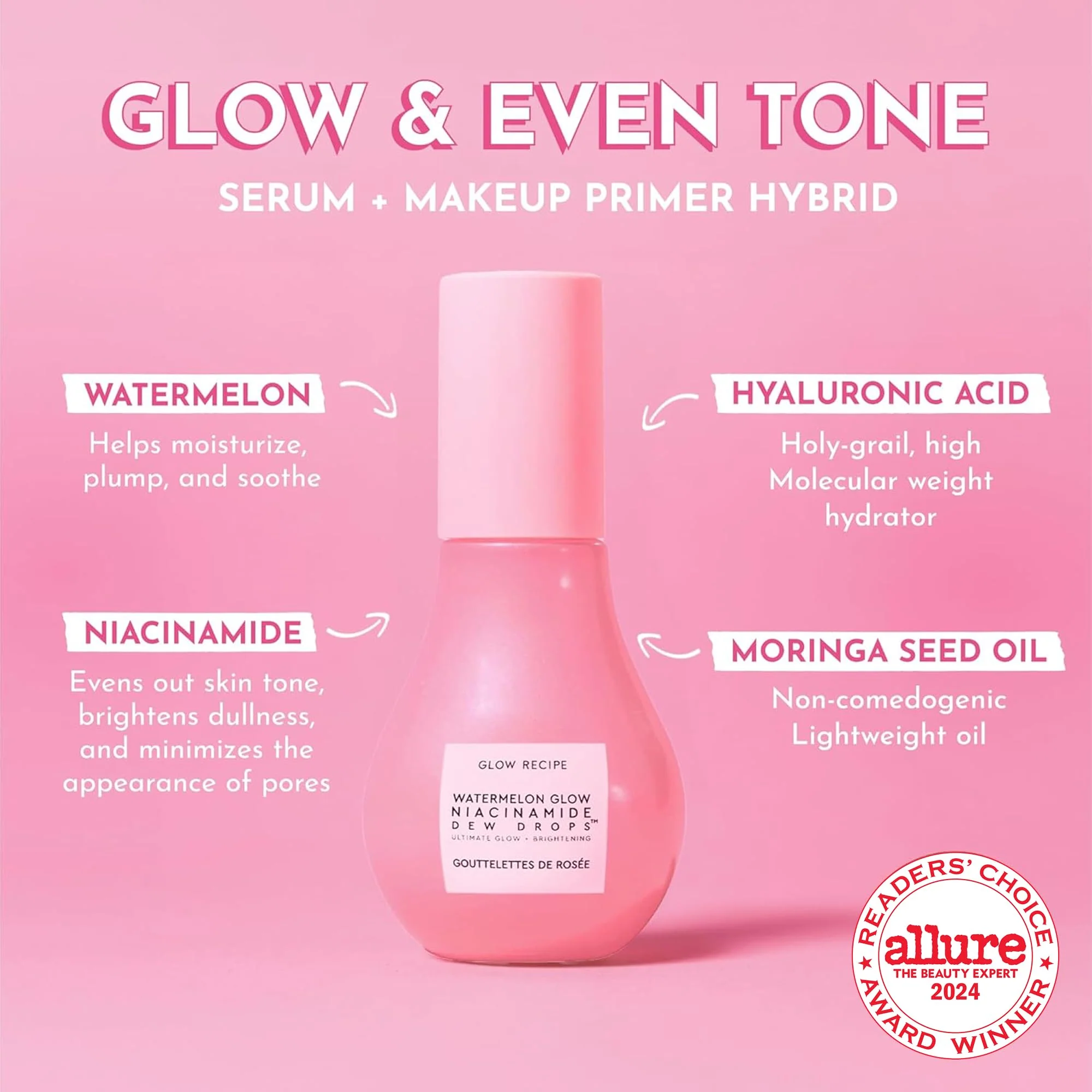 Glow Recipe Watermelon Niacinamide Dew Drops, Korean Niacinamide Serum Drops, Hydrating Face Serum + Primer & Liquid Highlighter, Hyaluronic Acid, Dewy Glow (40ml) - Image 19
