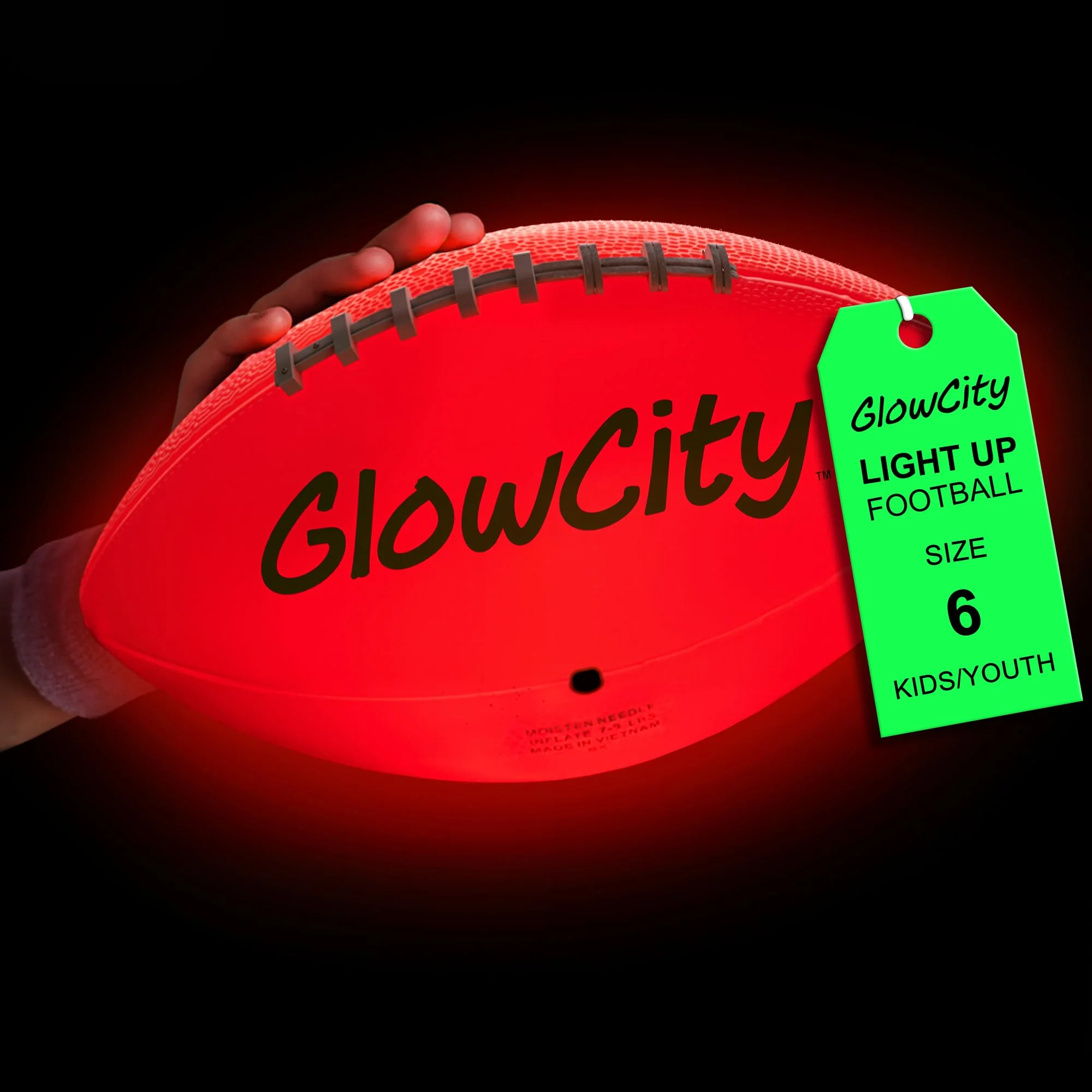 GlowCity Glow in The Dark Football - Size 6 Light Up LED Ball for Teen Boys & Adults - Cool Sports Gift for Night Outdoor Games - Birthday Gifts Ideas for Teen Boys Teenager Ages 12 13 14 15 16 17 18