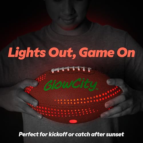 GlowCity Glow in The Dark Football - Size 6 Light Up PU Ball for Teen Boys & Adults - Cool Sports Gift for Night Outdoor Games - Birthday Gifts Ideas for Teen Boys Teenager Ages 12 13 14 15 16 17 18 - Image 3