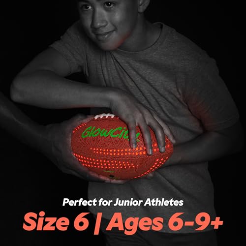 GlowCity Glow in The Dark Football - Size 6 Light Up PU Ball for Teen Boys & Adults - Cool Sports Gift for Night Outdoor Games - Birthday Gifts Ideas for Teen Boys Teenager Ages 12 13 14 15 16 17 18 - Image 5