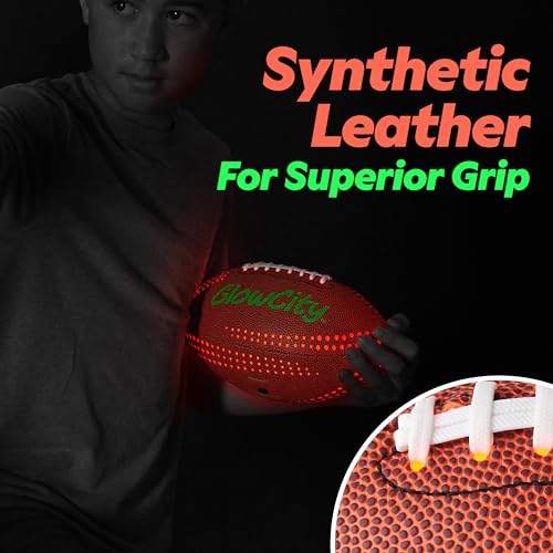 GlowCity Glow in The Dark Football - Size 6 Light Up PU Ball for Teen Boys & Adults - Cool Sports Gift for Night Outdoor Games - Birthday Gifts Ideas for Teen Boys Teenager Ages 12 13 14 15 16 17 18 - Image 7