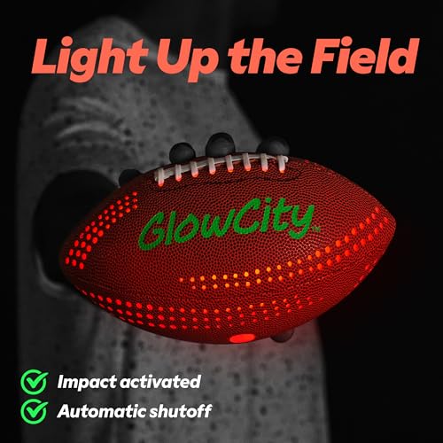 GlowCity Glow in The Dark Football - Size 6 Light Up PU Ball for Teen Boys & Adults - Cool Sports Gift for Night Outdoor Games - Birthday Gifts Ideas for Teen Boys Teenager Ages 12 13 14 15 16 17 18 - Image 9