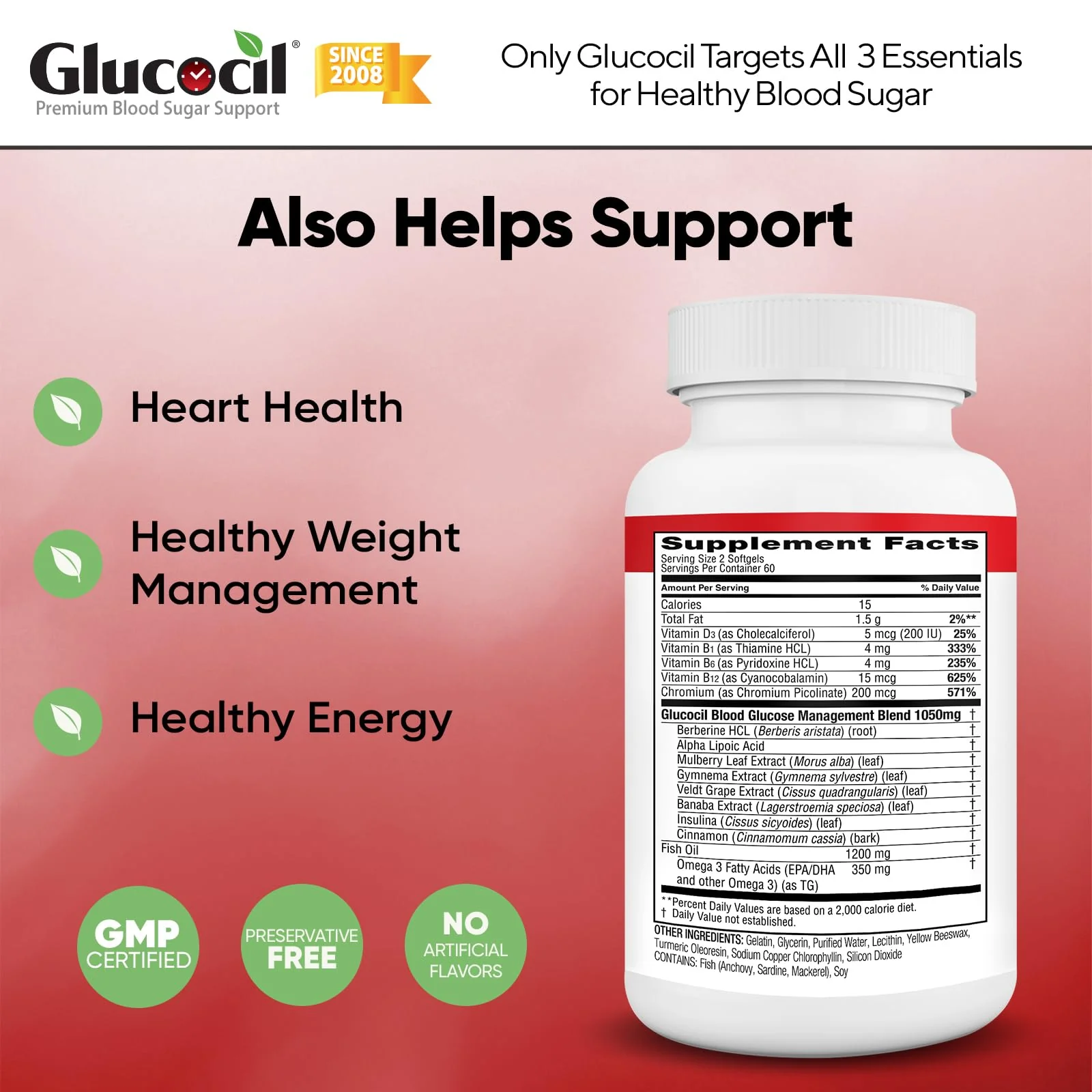 Glucocil – Softgels - Premium Blood Sugar Support - Over 2 Million Bottles Sold - Supports The 3 Essentials for Healthy Blood Sugar - Since 2008, with Berberine, Proprietary Mulberry Leaf, and More - Image 6