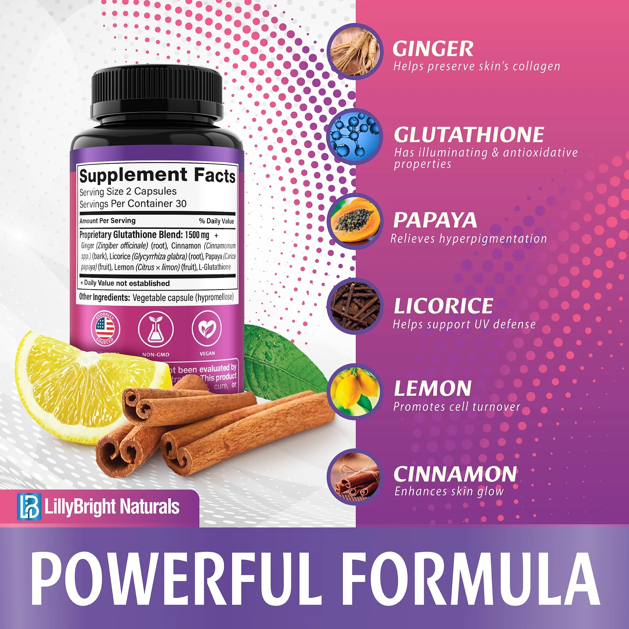 Glutathione Capsules - 1,500mcg L-Glutathione Supplement with Vitamin C - Skin Tone Enhancer - Targets Dark Spots & Acne Marks - Antioxidant Supplement for Beauty & Health Support - 60 Skin Pills - Image 5