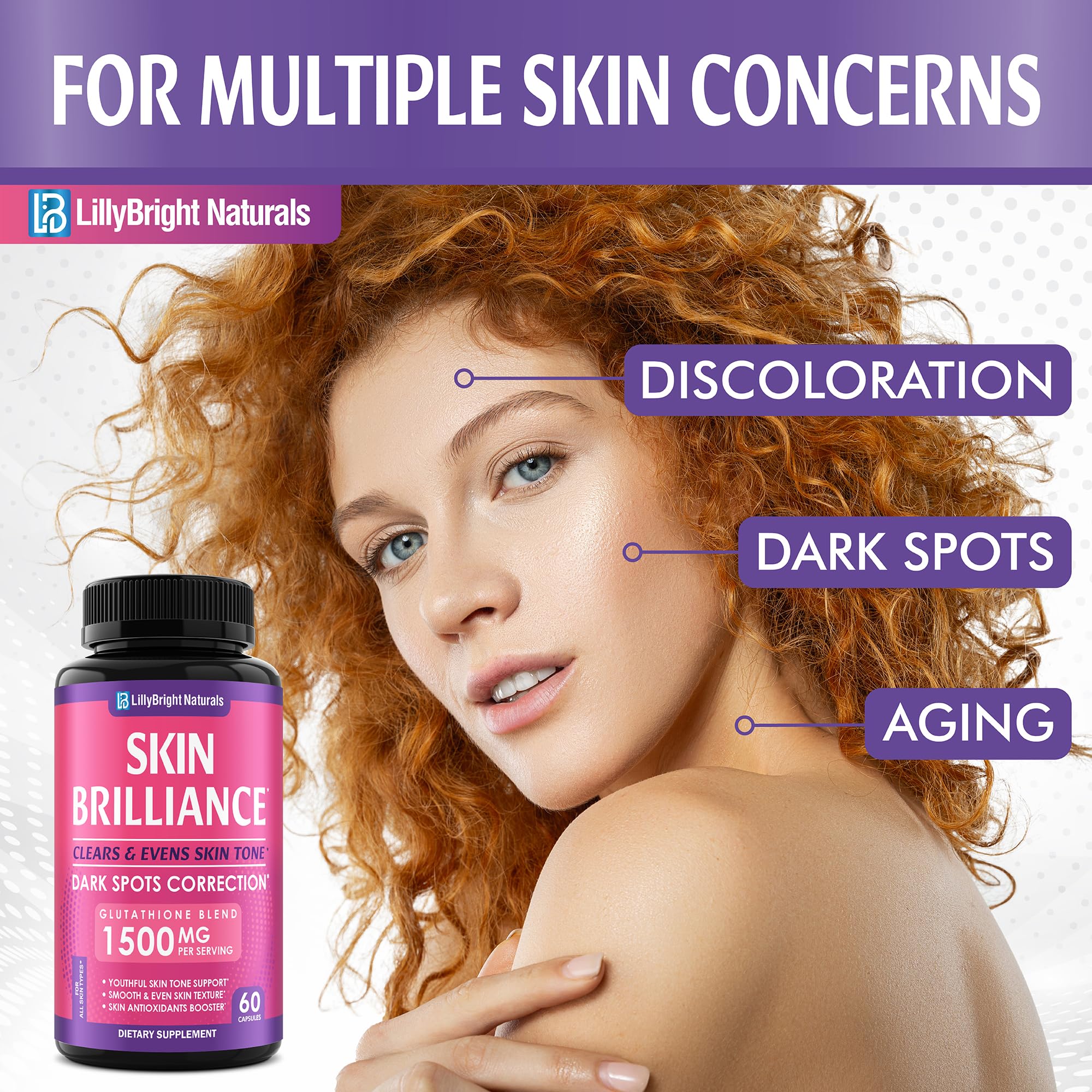 Glutathione Capsules - 1,500mcg L-Glutathione Supplement with Vitamin C - Skin Tone Enhancer - Targets Dark Spots & Acne Marks - Antioxidant Supplement for Beauty & Health Support - 60 Skin Pills - Image 6