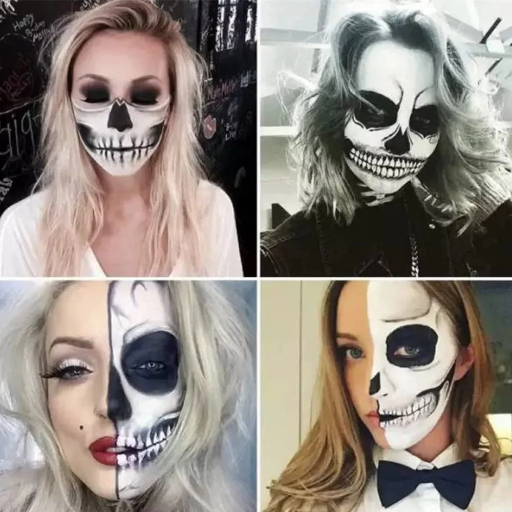 Go Ho 3 PCS Makeup Clown White Cream-Blendable Stick-Eye Black Sticks Face Body Paint Professional Halloween SFX Makeup,Safe Facepaint Nose&Lip Smacking for Sports Festival Make up(White+Black+Red) - Image 2