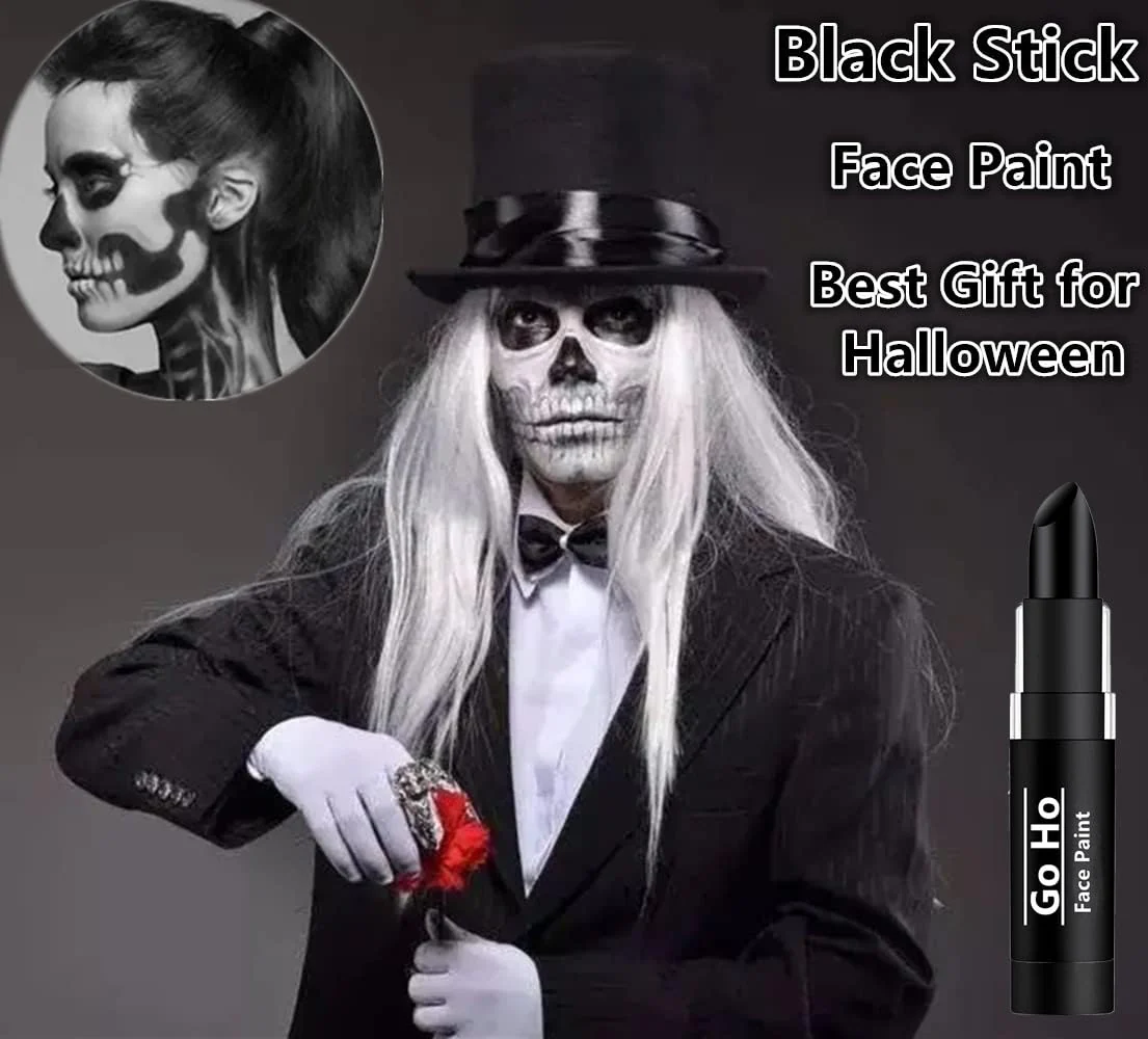 Go Ho Makeup Clown Black Cream-Blendable Stick - Face Body Paint for Professional SFX, Cosplay Costume - Safe Facepaint, Nose & Lip Smacking, Eye Black for Baseball/Football, Sports, Halloween - Image 5