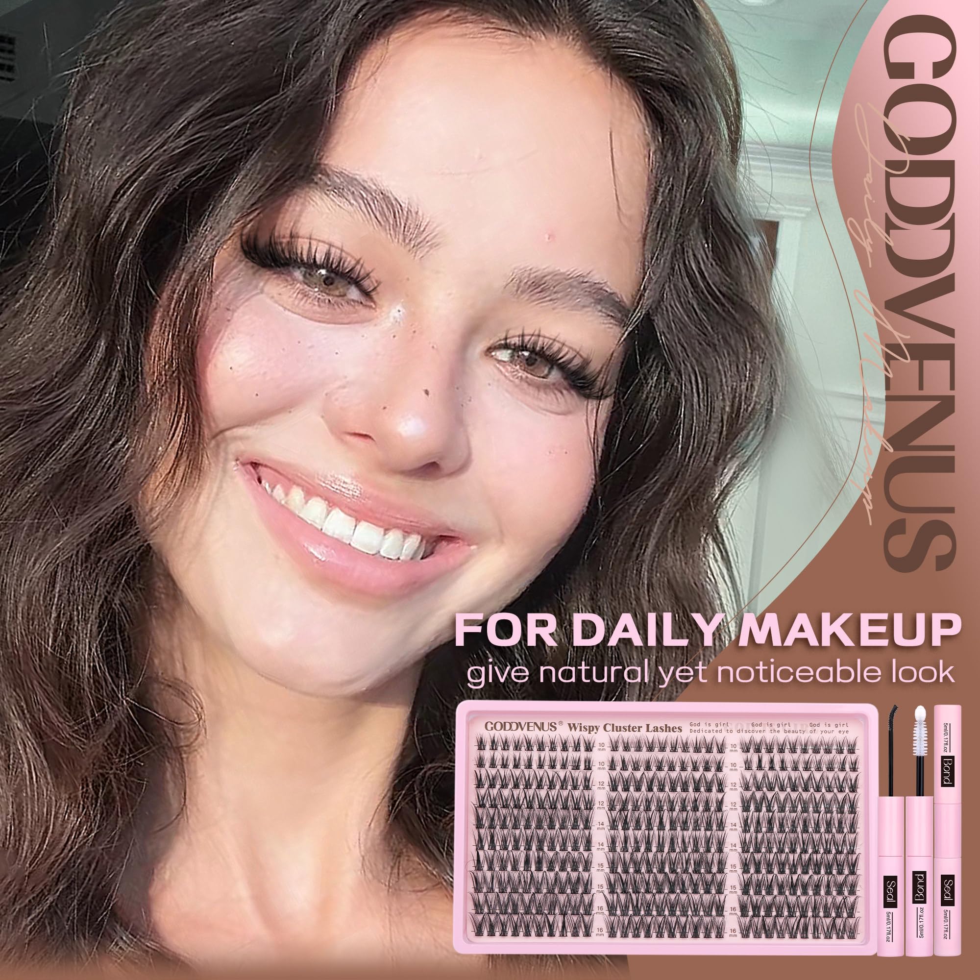 Goddvenus Lash Clusters Kit Wispy Eyelash Clusters Lashes Natural DIY Lash Extension Kit 10-16mm Cluster Eyelash Extensions Kit 300pcs C Curl Individual Lashes Cluster Eyelash (No Tweezers) - Image 7