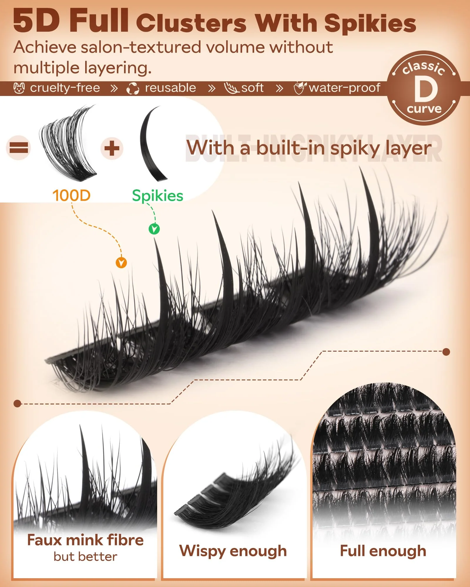 Goddvenus Manga Lash Clusters With Spikes Wispy Cluster Eyelash Extensions Fluffy Anime Eyelashes Clusters Reusable Faux Mink Fairy Individual Lash Extension (D Curve 12-18mm 204 pieces) - Image 6