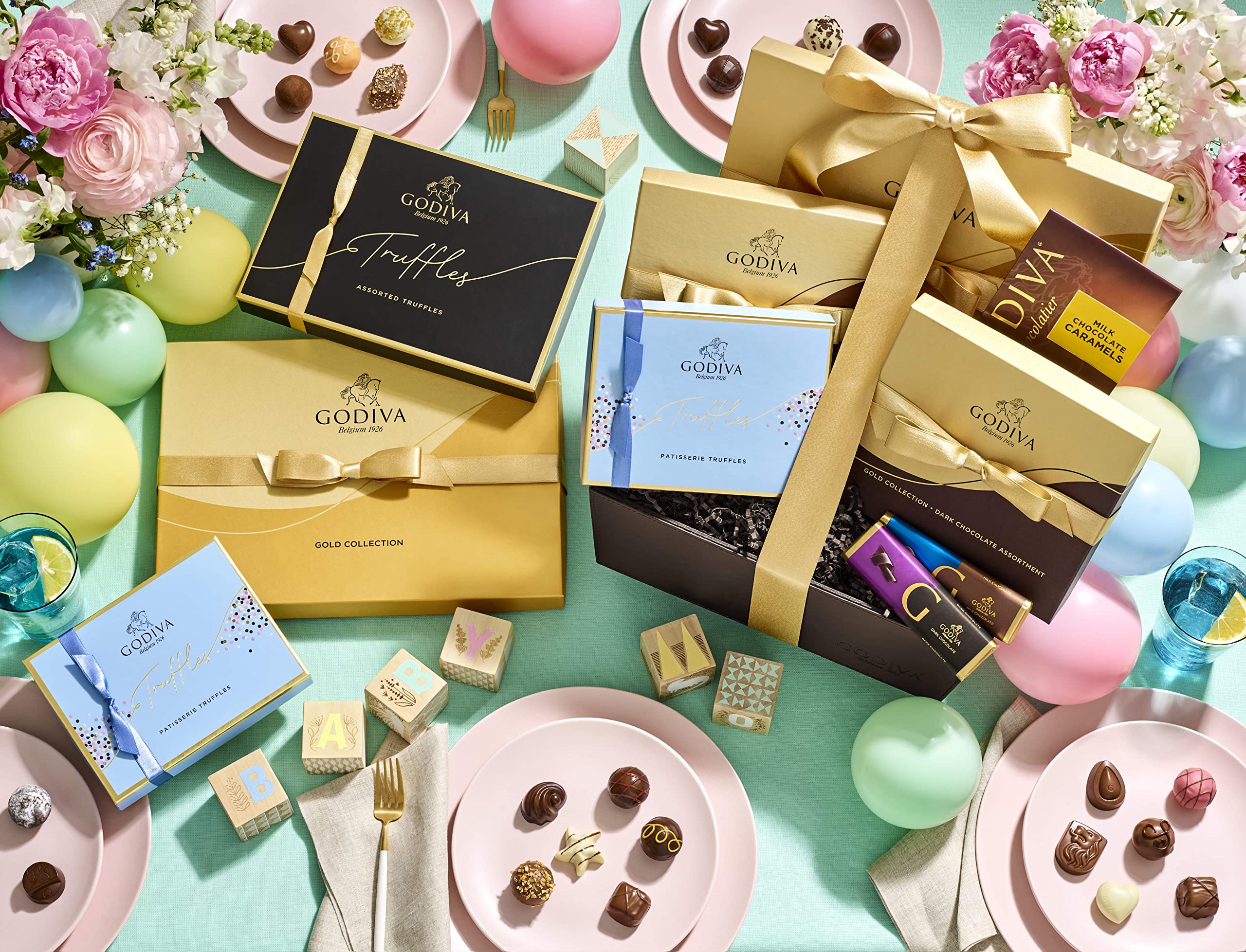 Godiva Chocolatier Chocolate Gift Box for Birthday, Thank You, Anniversary, Congratulations Gift Basket Gold Ribbon Gourmet Candy Assortment with Praline, Caramel in Milk, White, Dark Chocolate, 19pc - Image 3