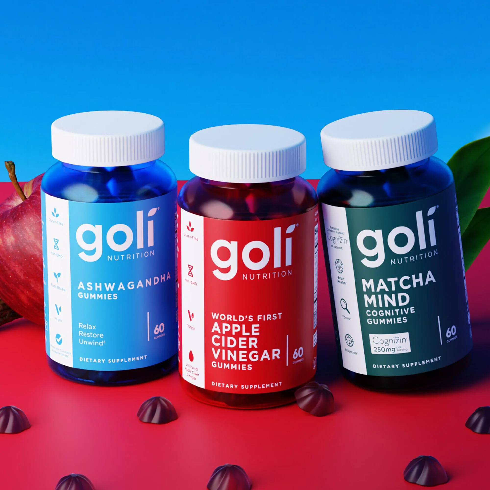 Goli Ashwagandha Gummies with KSM-66 and Vitamin D - Premium Root Extract - Vegan, Non-GMO - Mixed Berry Flavor - 60 Count (3-Pack, 180 Total) - Image 3